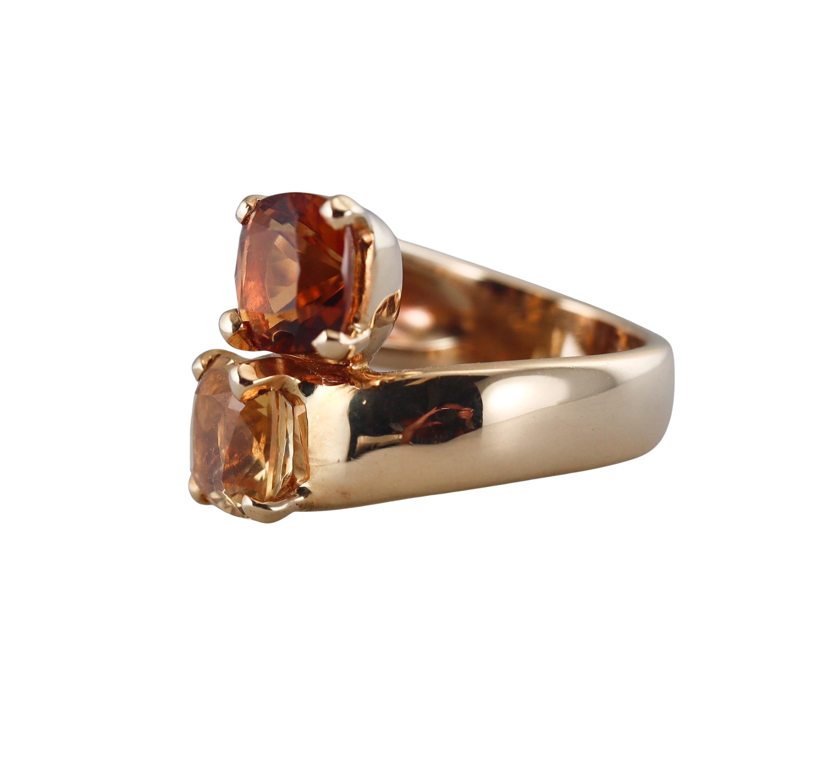 Hermes Vintage Citrine Gold Bypass Ring