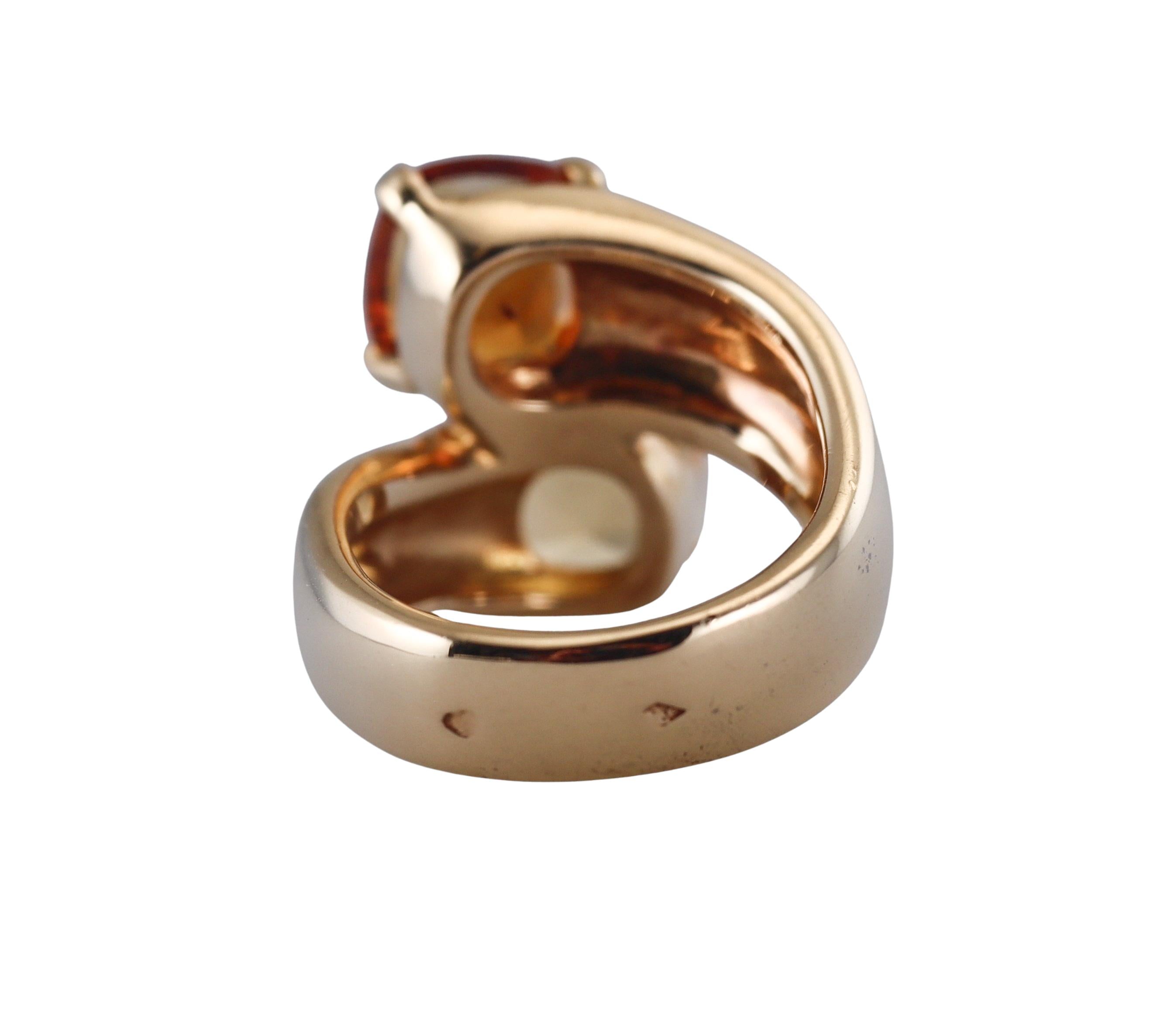Hermes Vintage Citrine Gold Bypass Ring