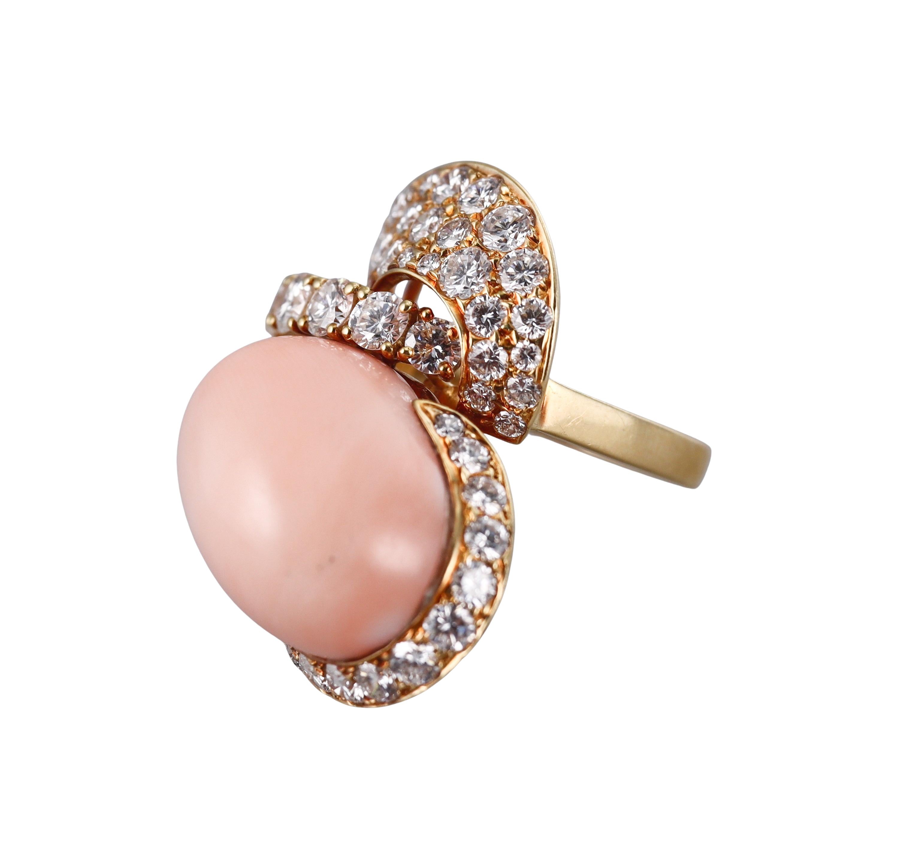 M. Gerard Coral Diamond Gold Cocktail Ring