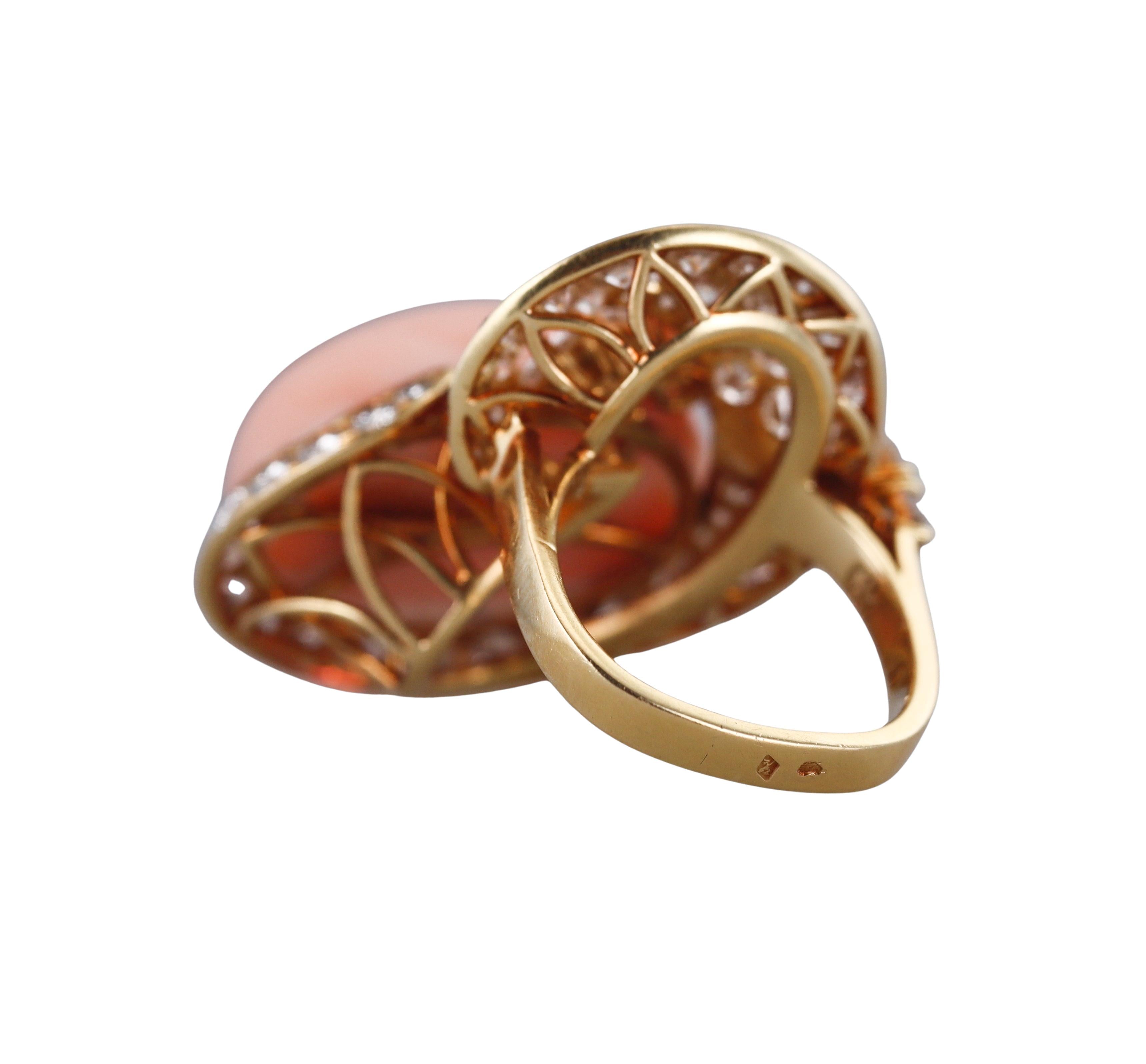 M. Gerard Coral Diamond Gold Cocktail Ring