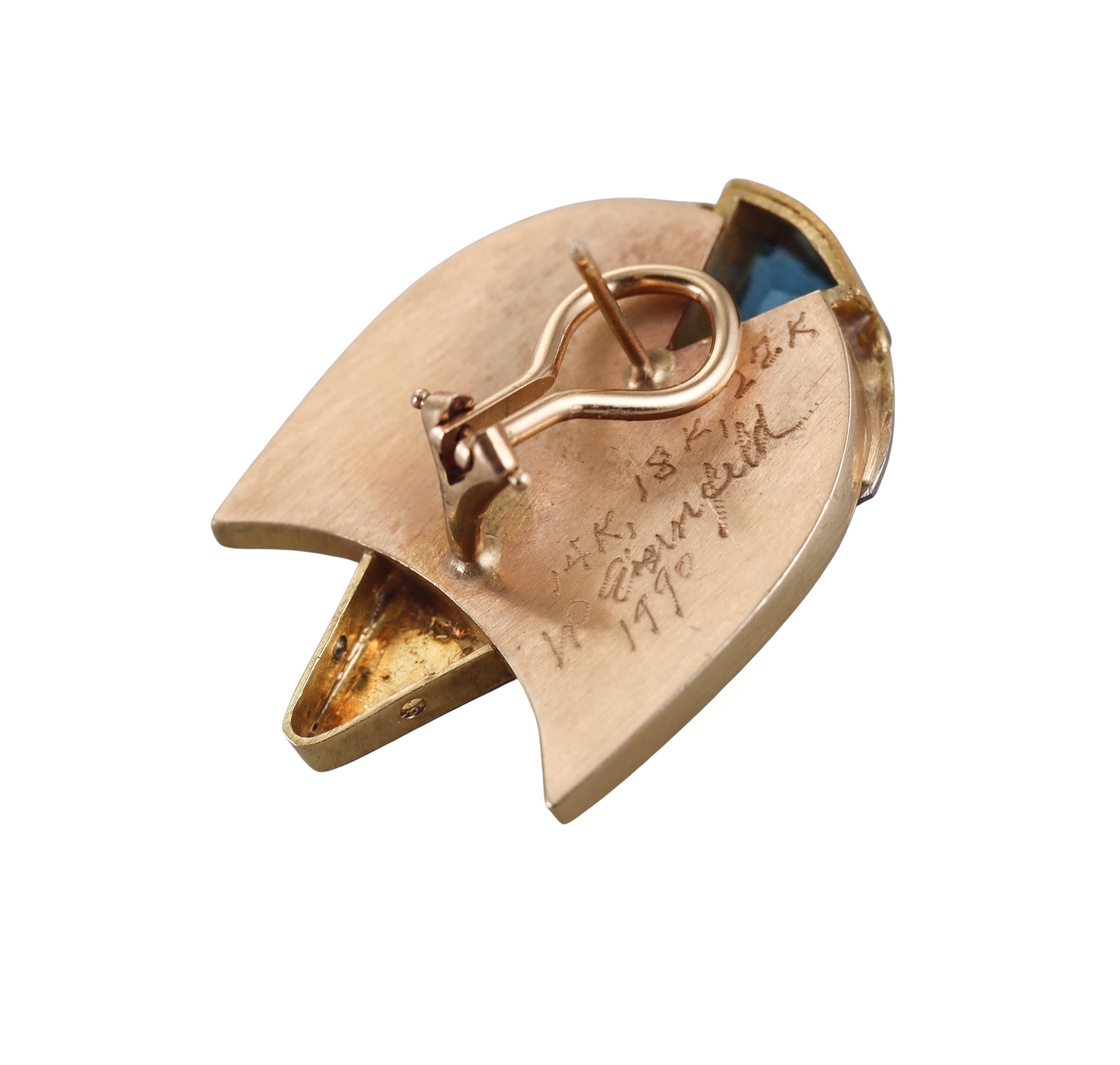 Vicki Eisenfeld Blue Topaz Gold Earrings