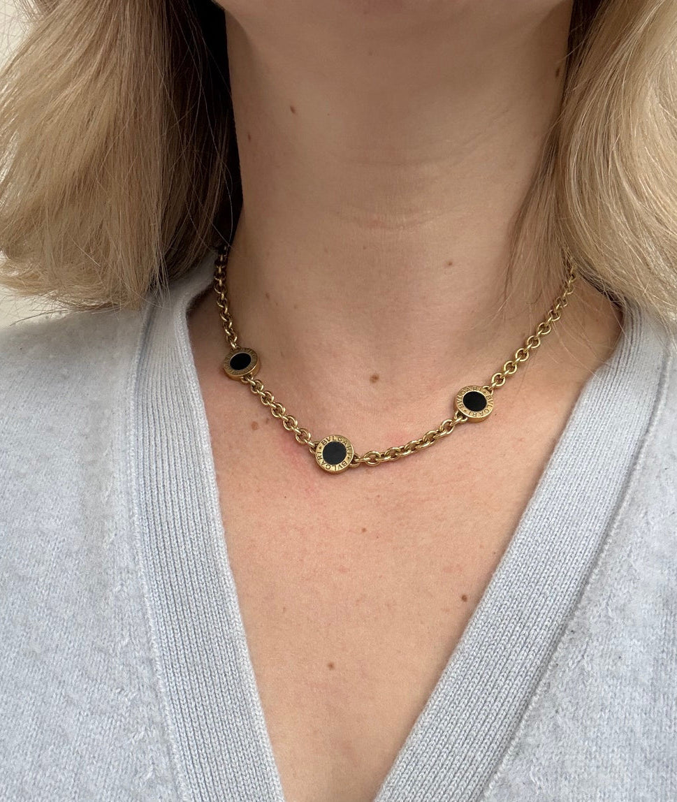 Bulgari Onyx Gold Necklace