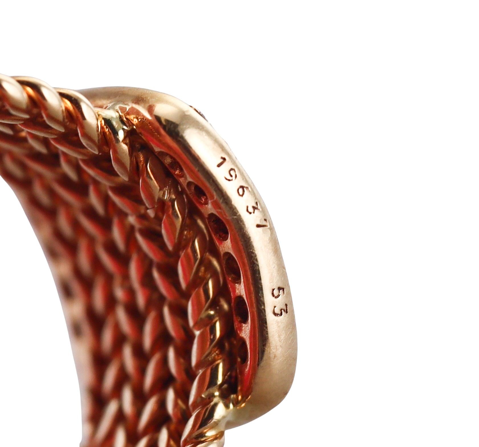 Hermes Vintage Gold Diamond Woven Buckle Ring
