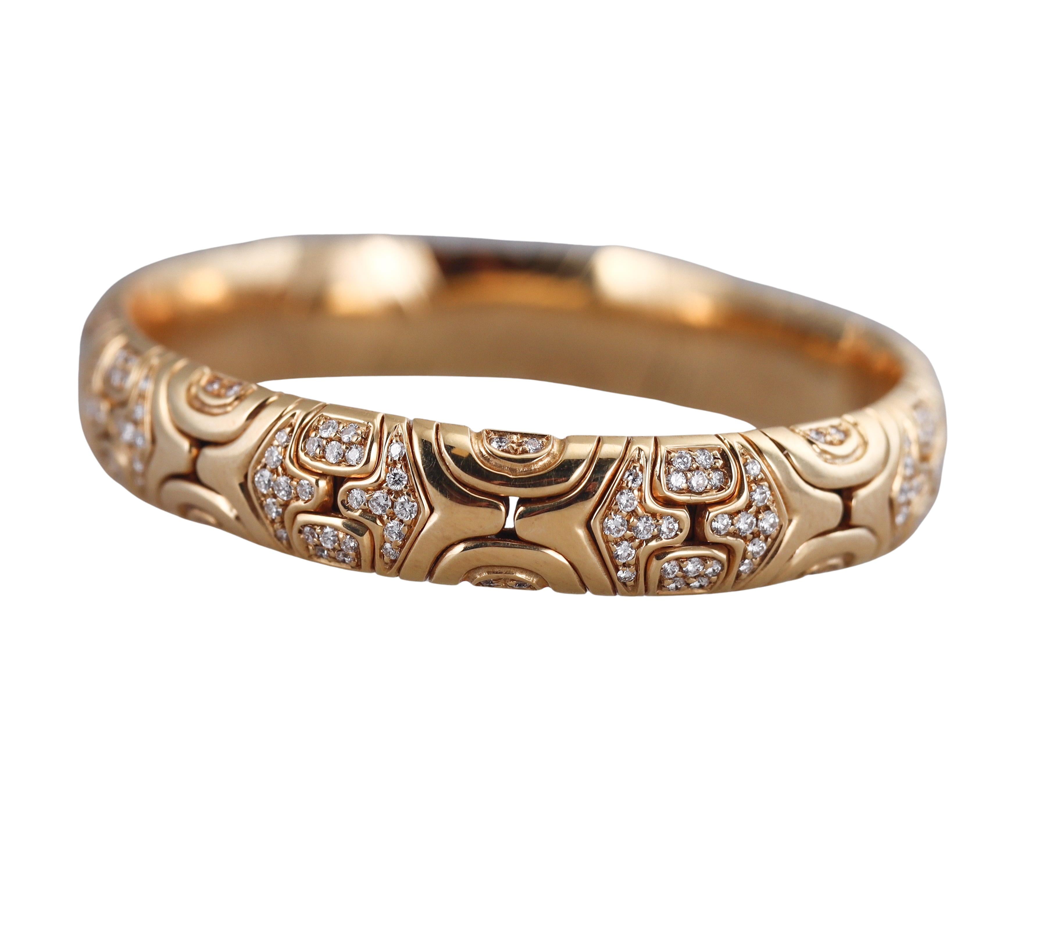 Bulgari Alveare Diamond Gold Bangle Bracelet