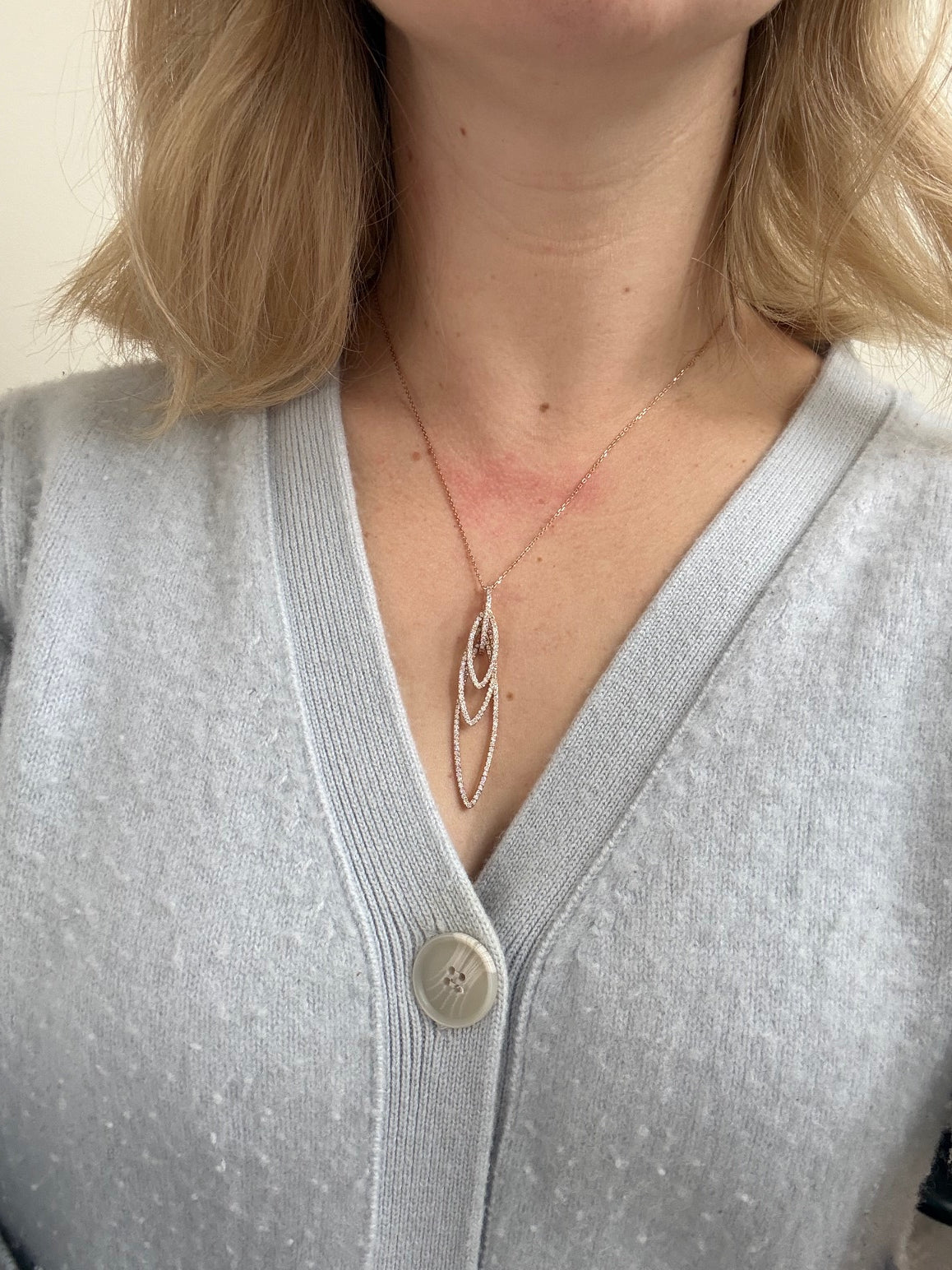 Modern Diamond Gold Pendant Necklace