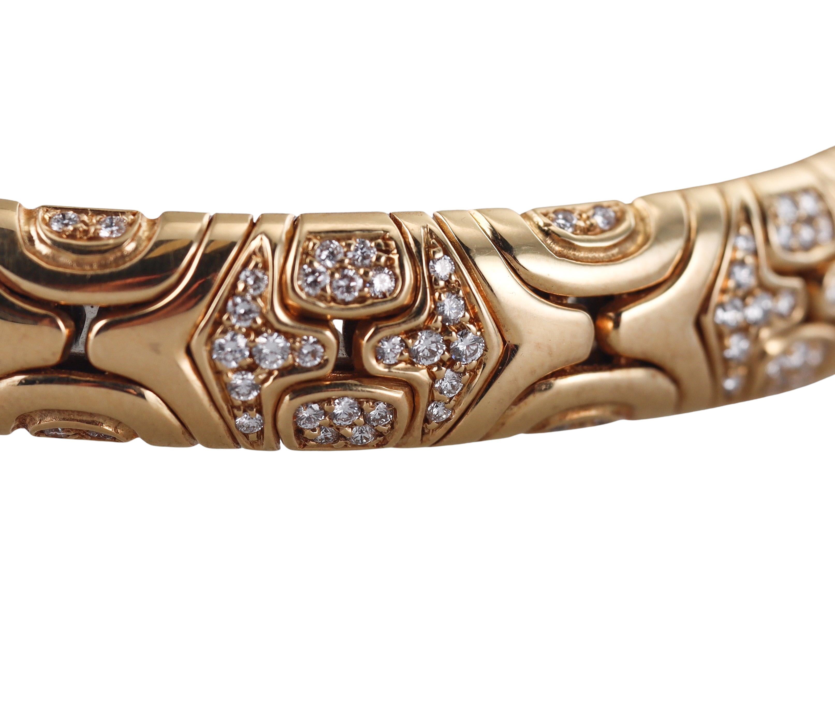 Bulgari Alveare Diamond Gold Bangle Bracelet