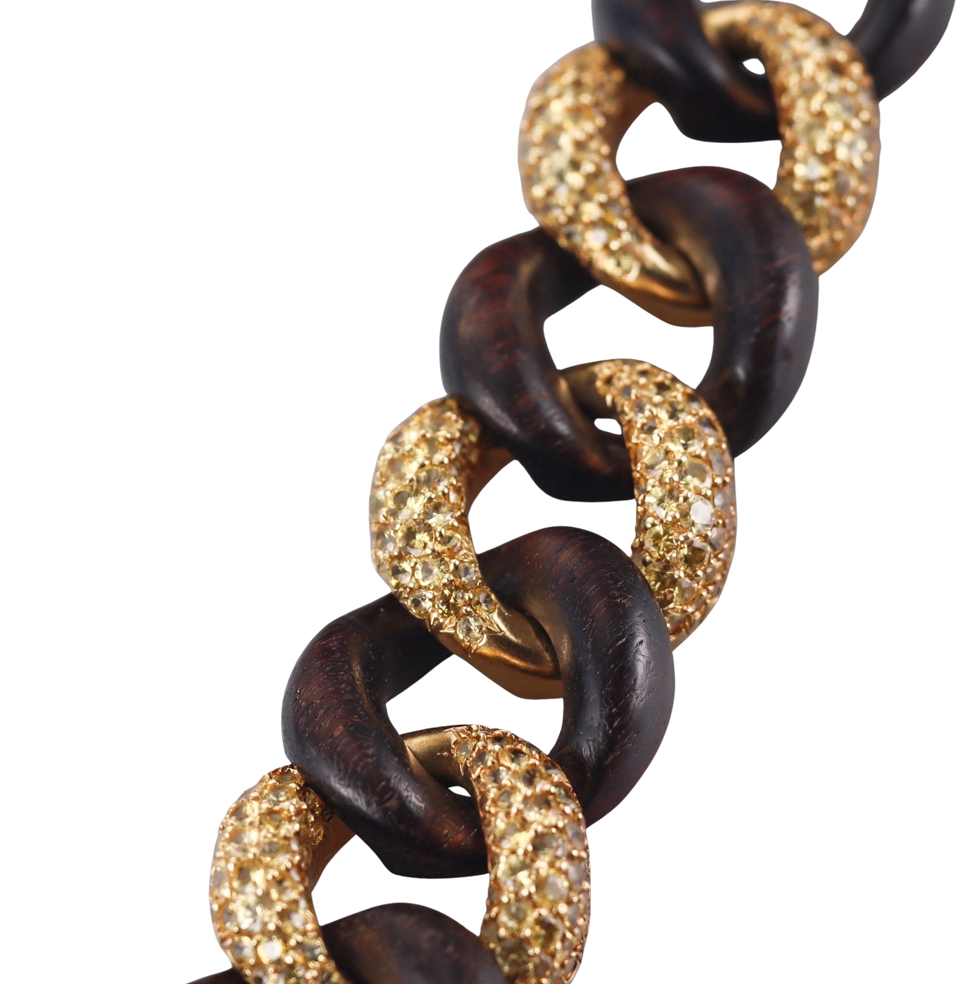 Seaman Schepps Yellow Sapphire Wood Gold Medium Link Bracelet