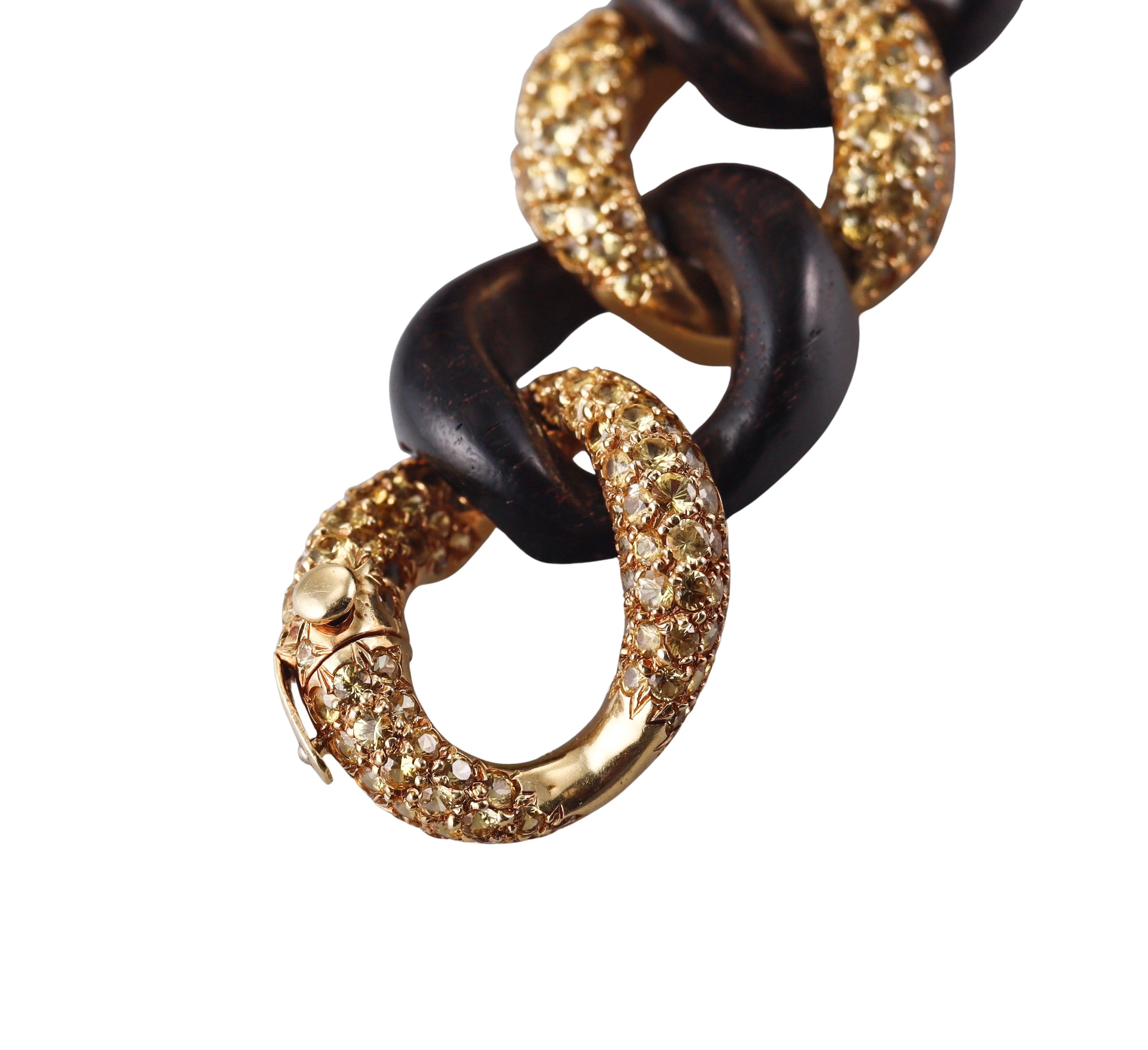 Seaman Schepps Yellow Sapphire Wood Gold Medium Link Bracelet