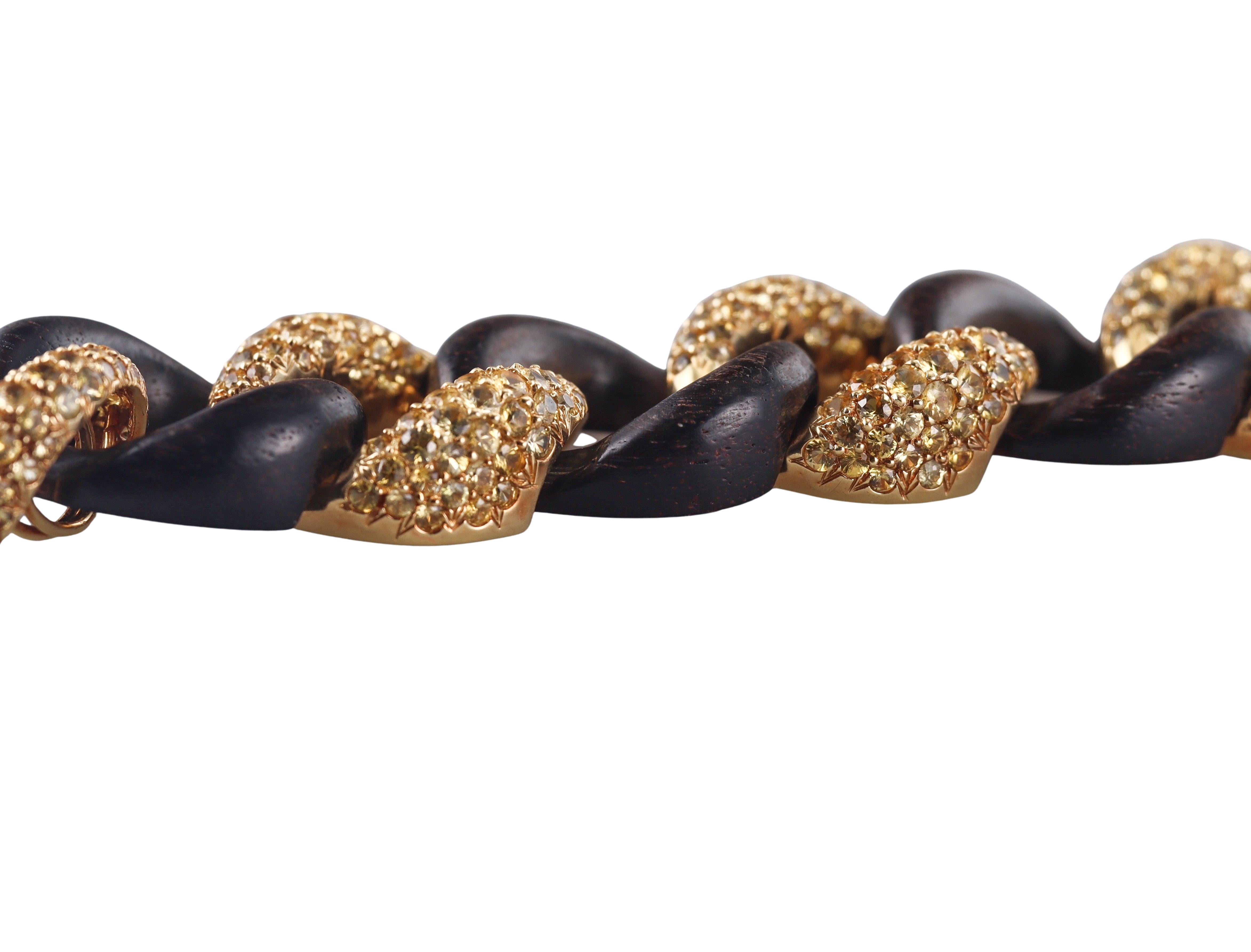 Seaman Schepps Yellow Sapphire Wood Gold Medium Link Bracelet