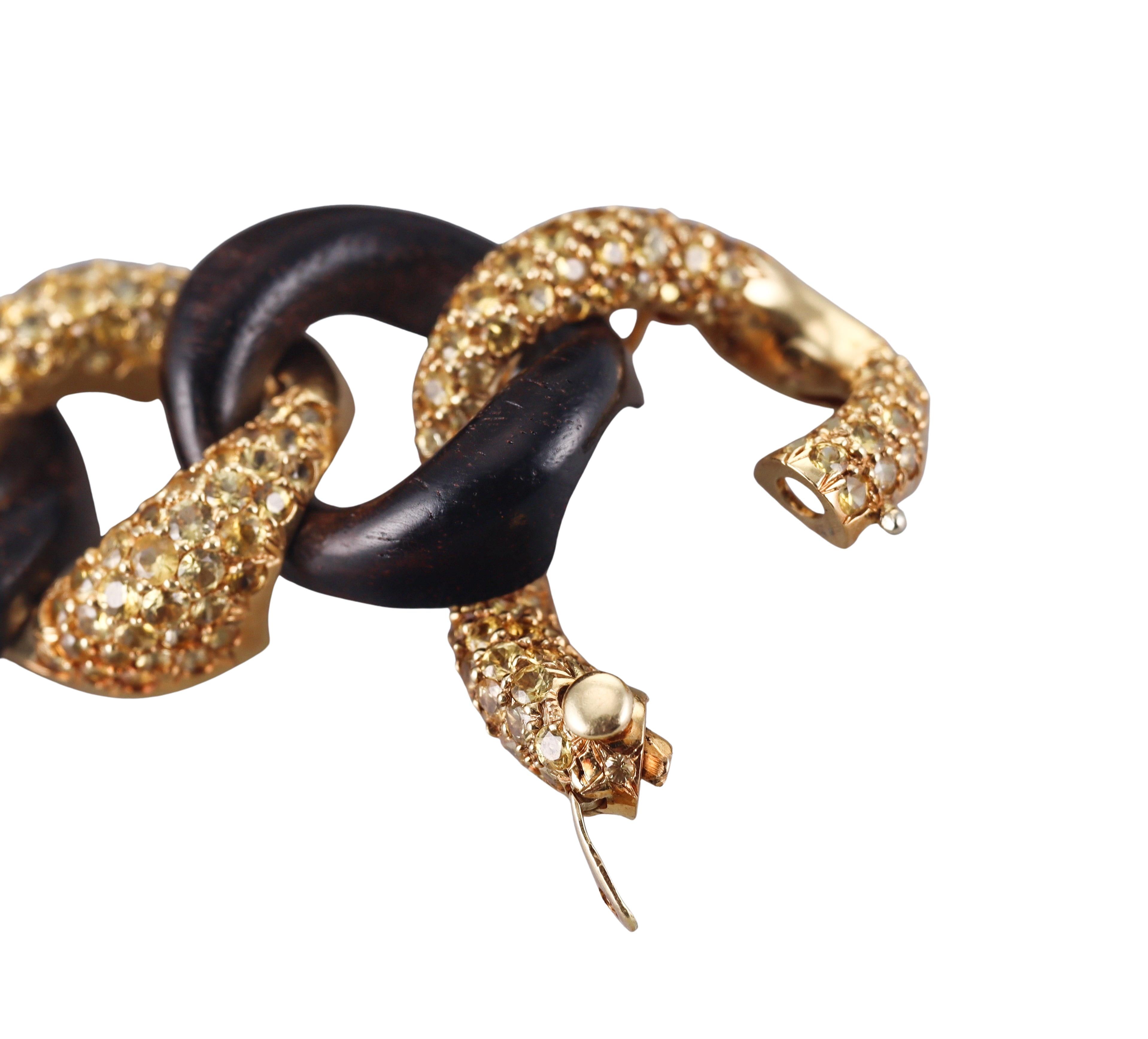 Seaman Schepps Yellow Sapphire Wood Gold Medium Link Bracelet