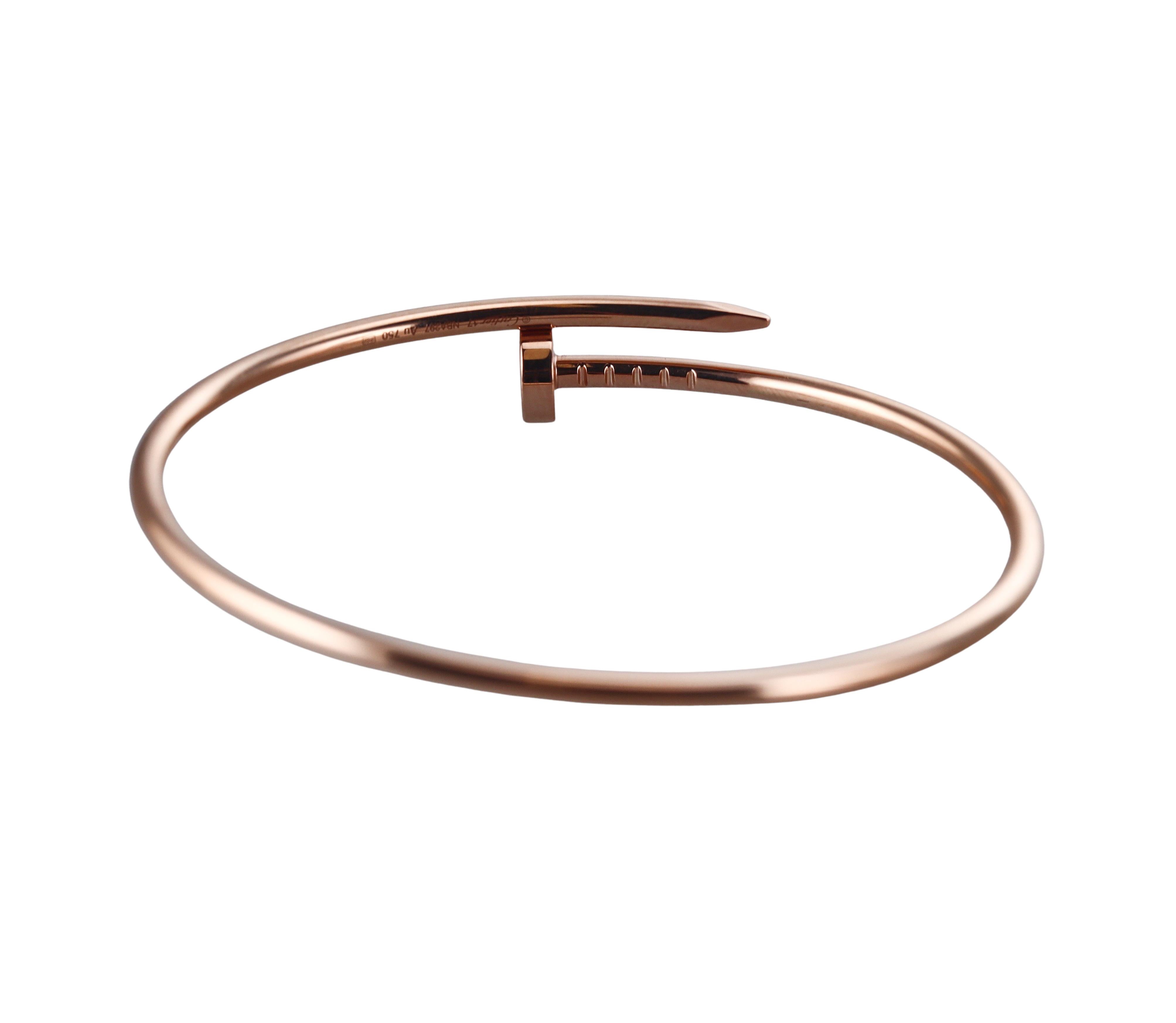 Cartier Juste Un Clou Rose Gold Small Model Bracelet Size 17