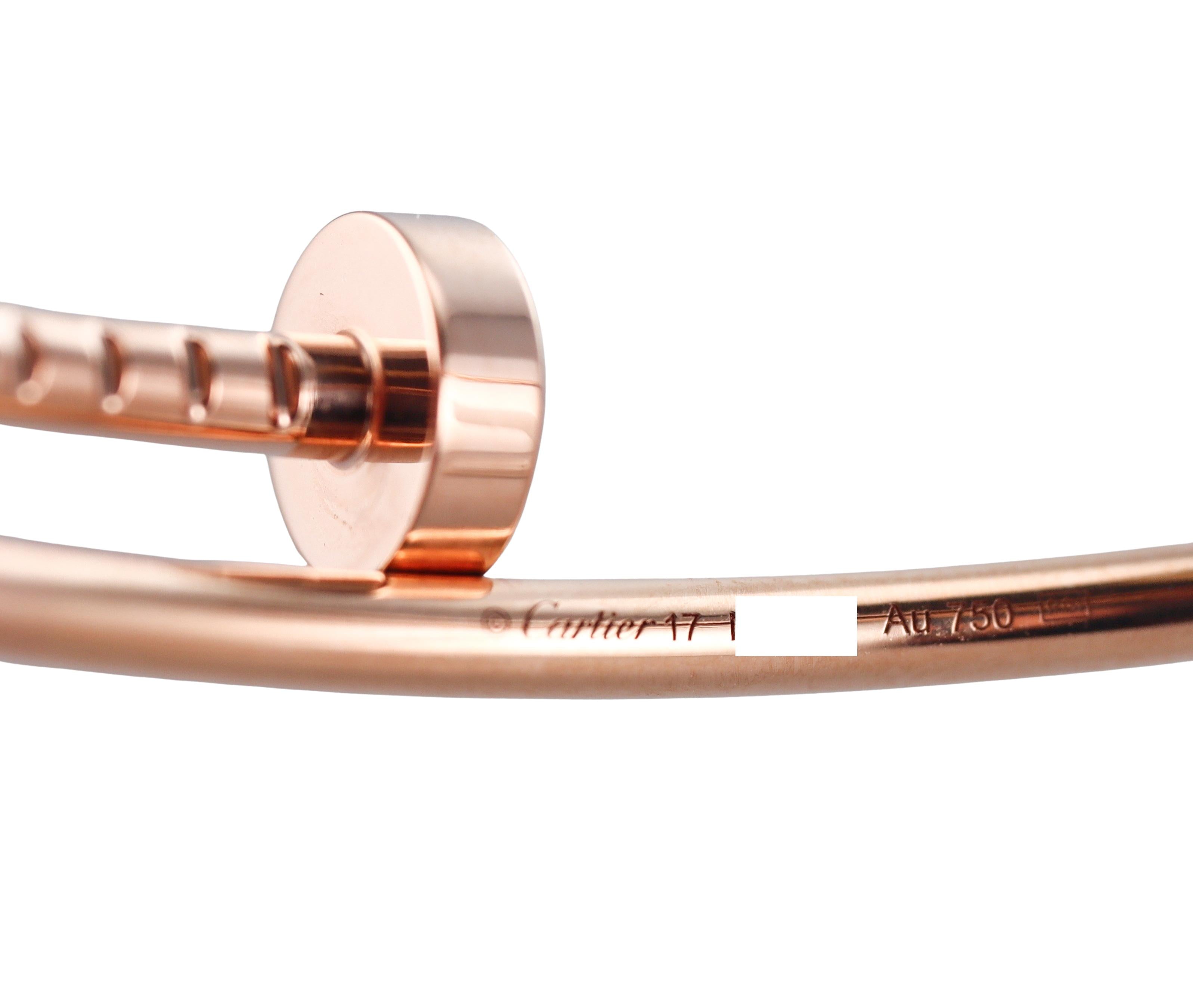 Cartier Juste Un Clou Rose Gold Small Model Bracelet Size 17