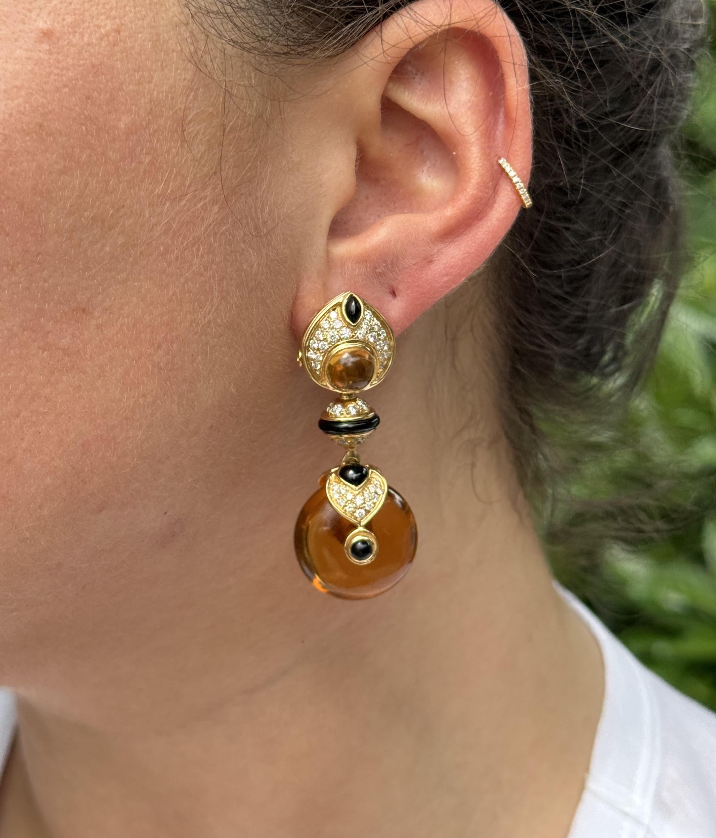 Marina B Diamond Onyx Diamond Gold Night & Day Earrings
