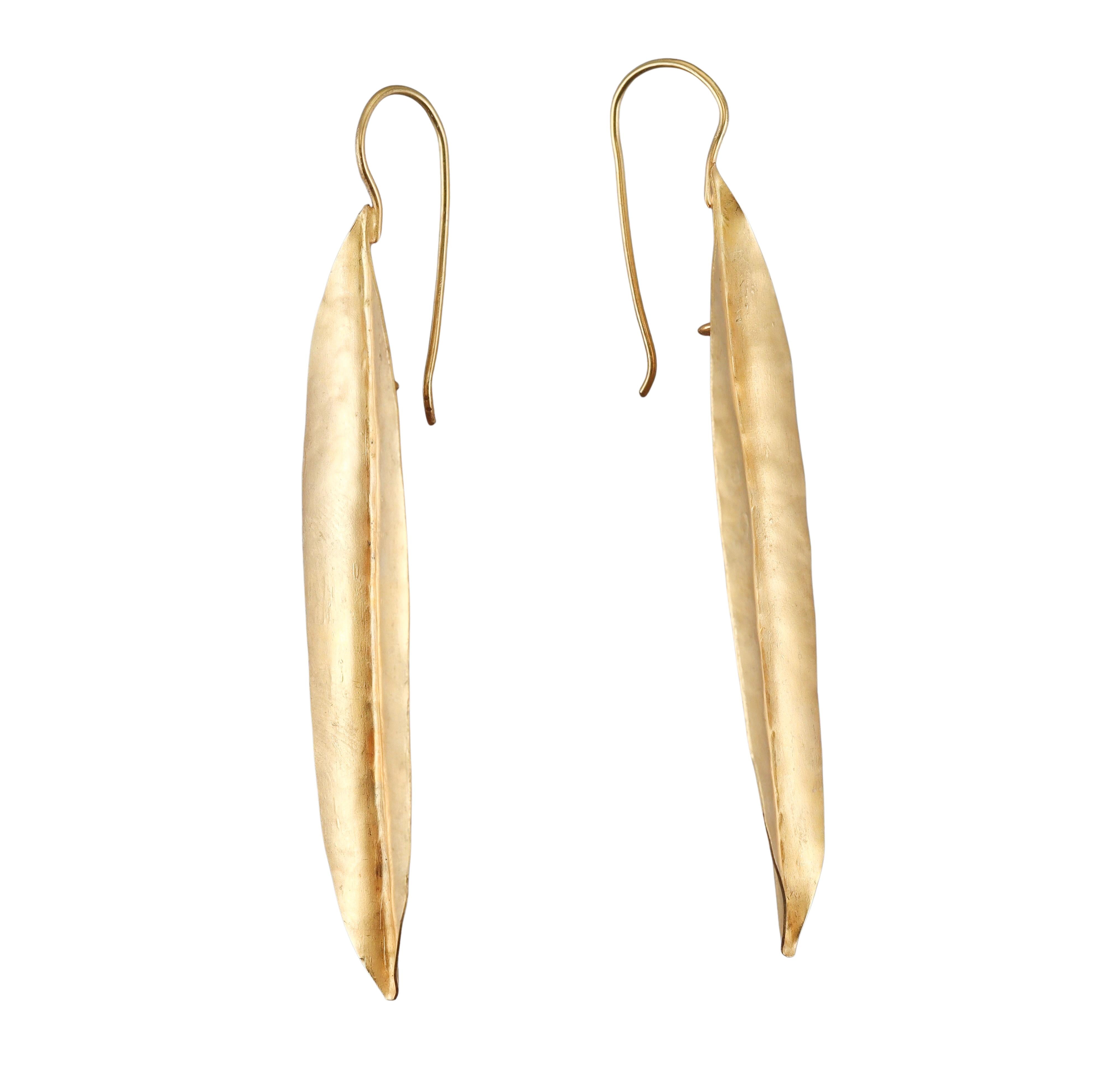 Gold Feather Drop Earrings