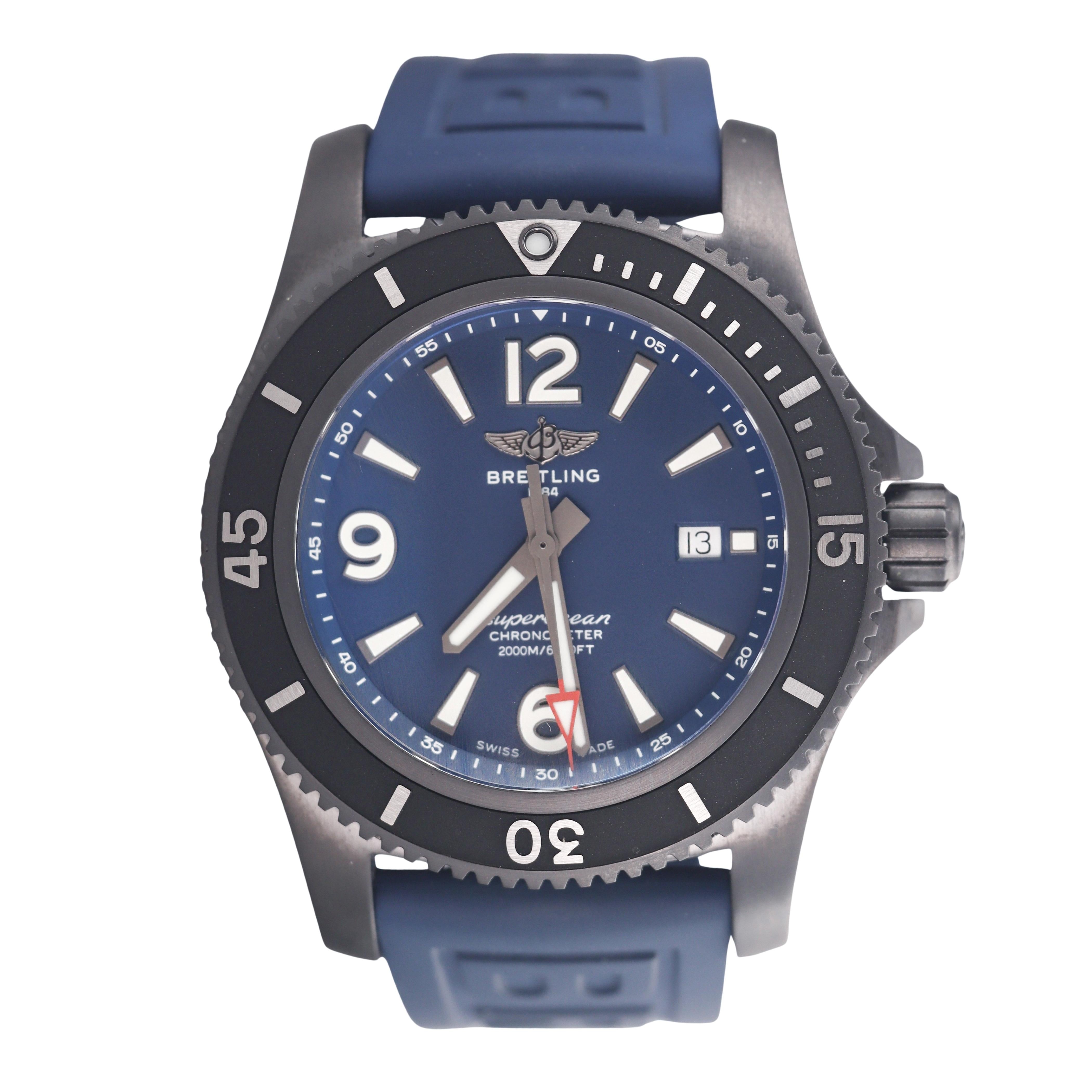 Breitling Superocean Automatic 46 Black Steel Blue Watch M17368