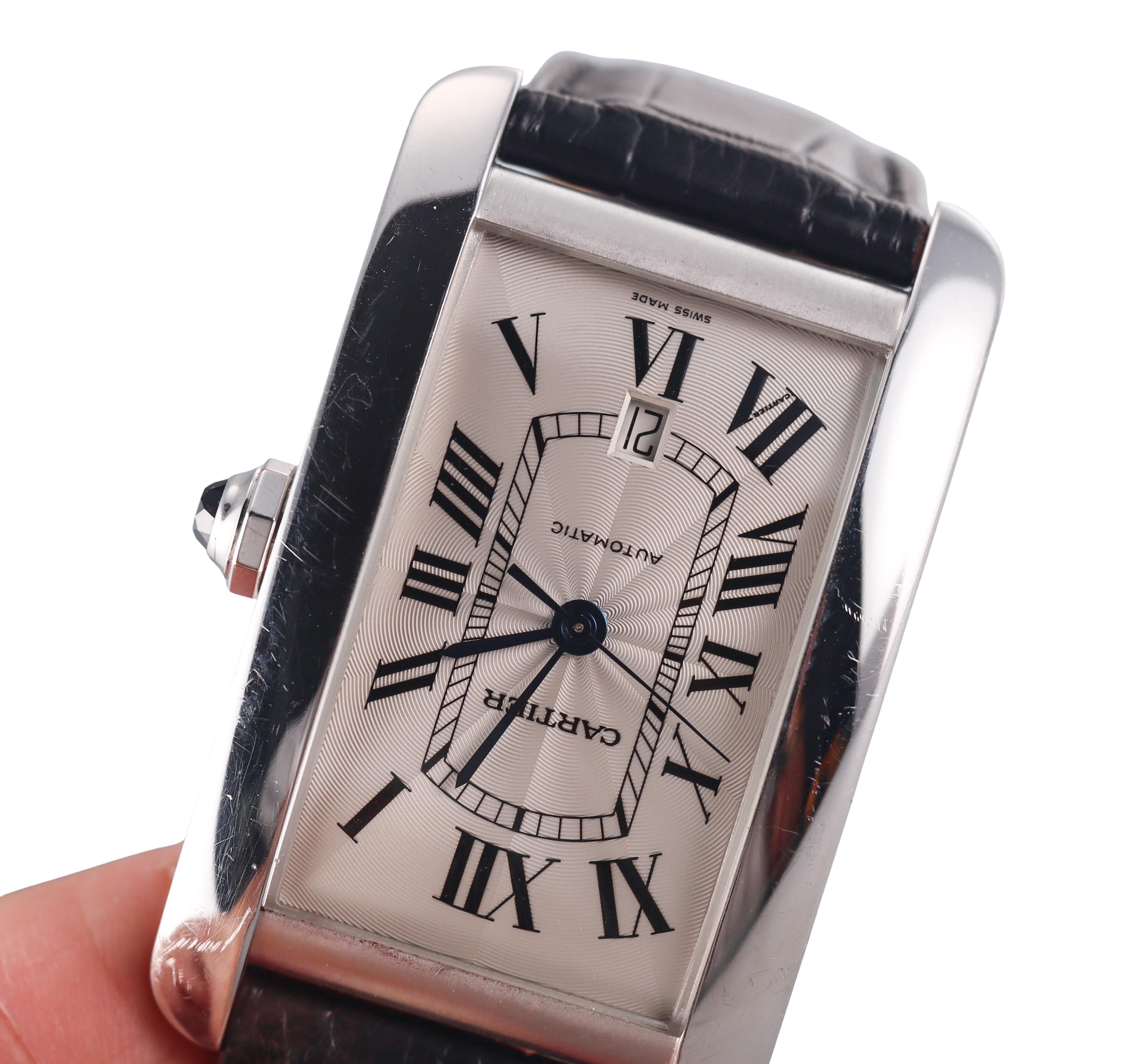 Cartier Tank Americaine XL 18k White Gold Automatic Watch W2609956