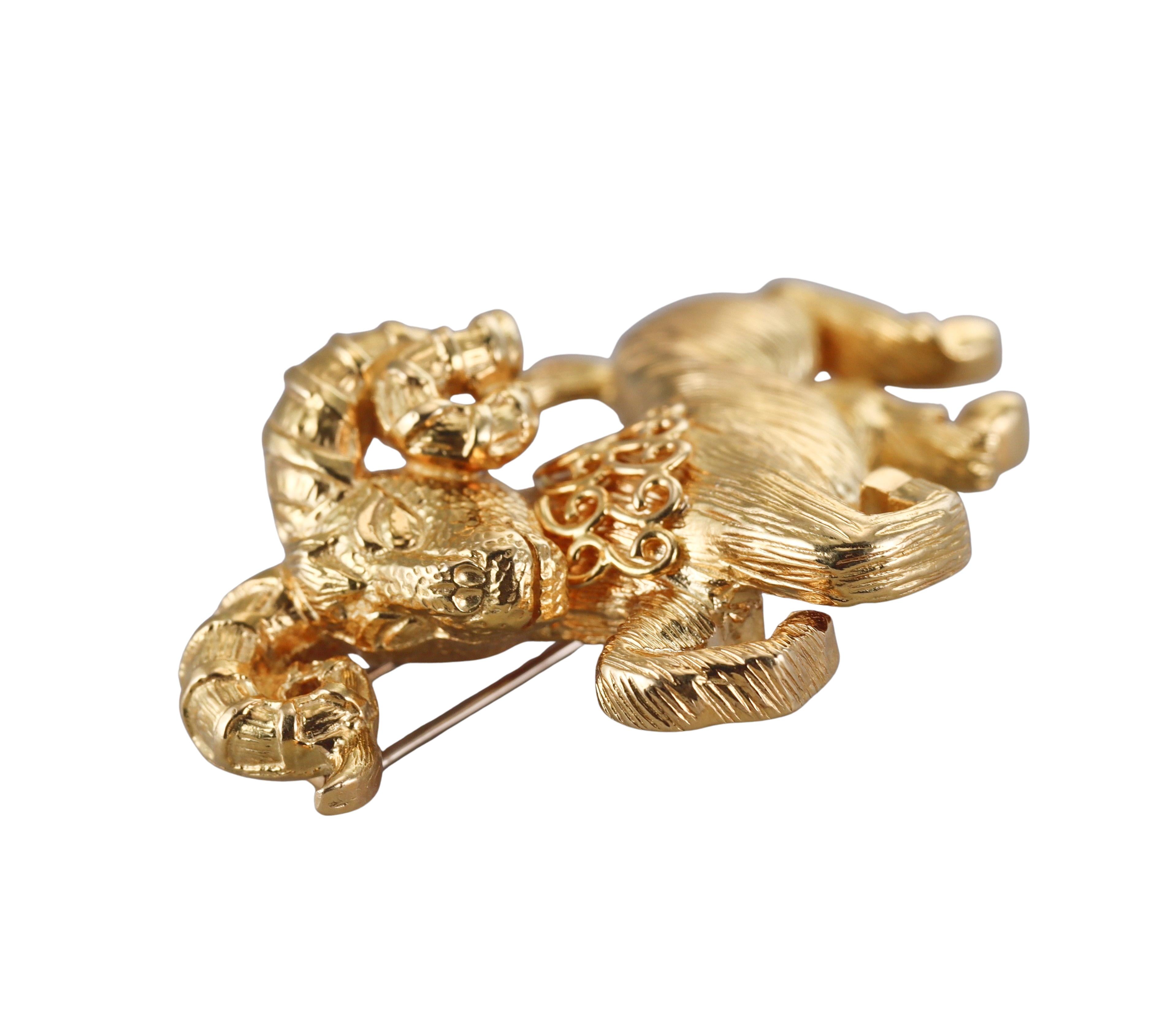 David Webb Ram Gold Brooch Pin