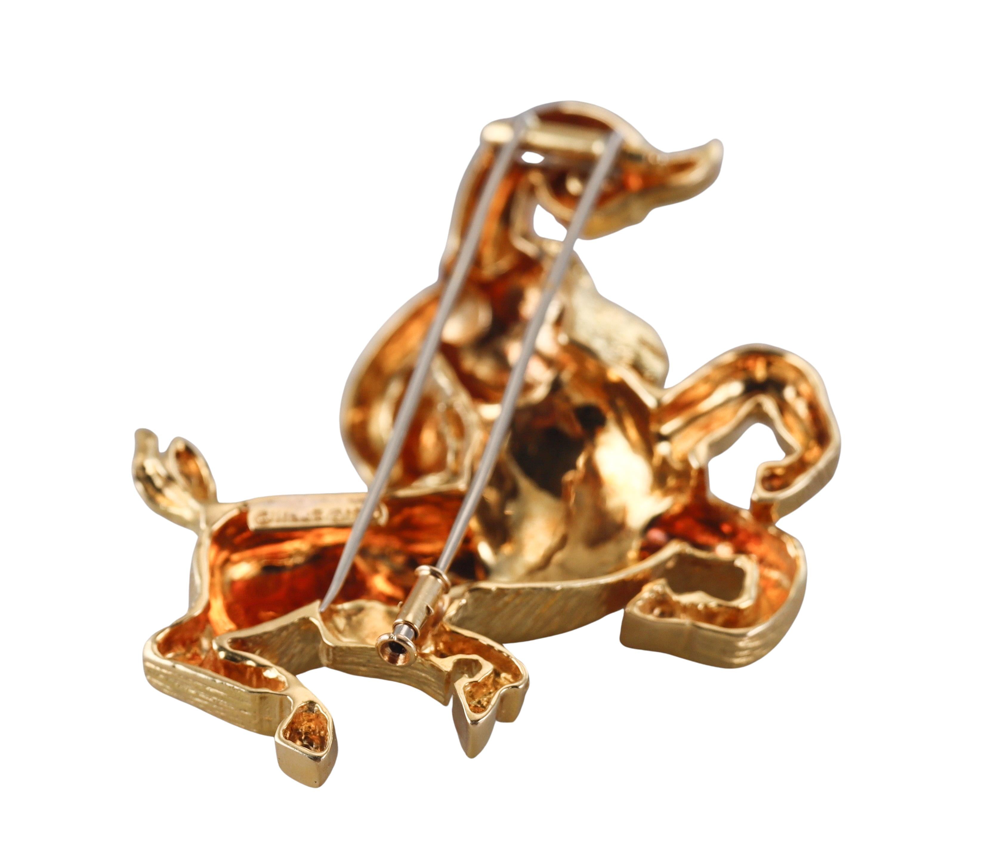 David Webb Ram Gold Brooch Pin