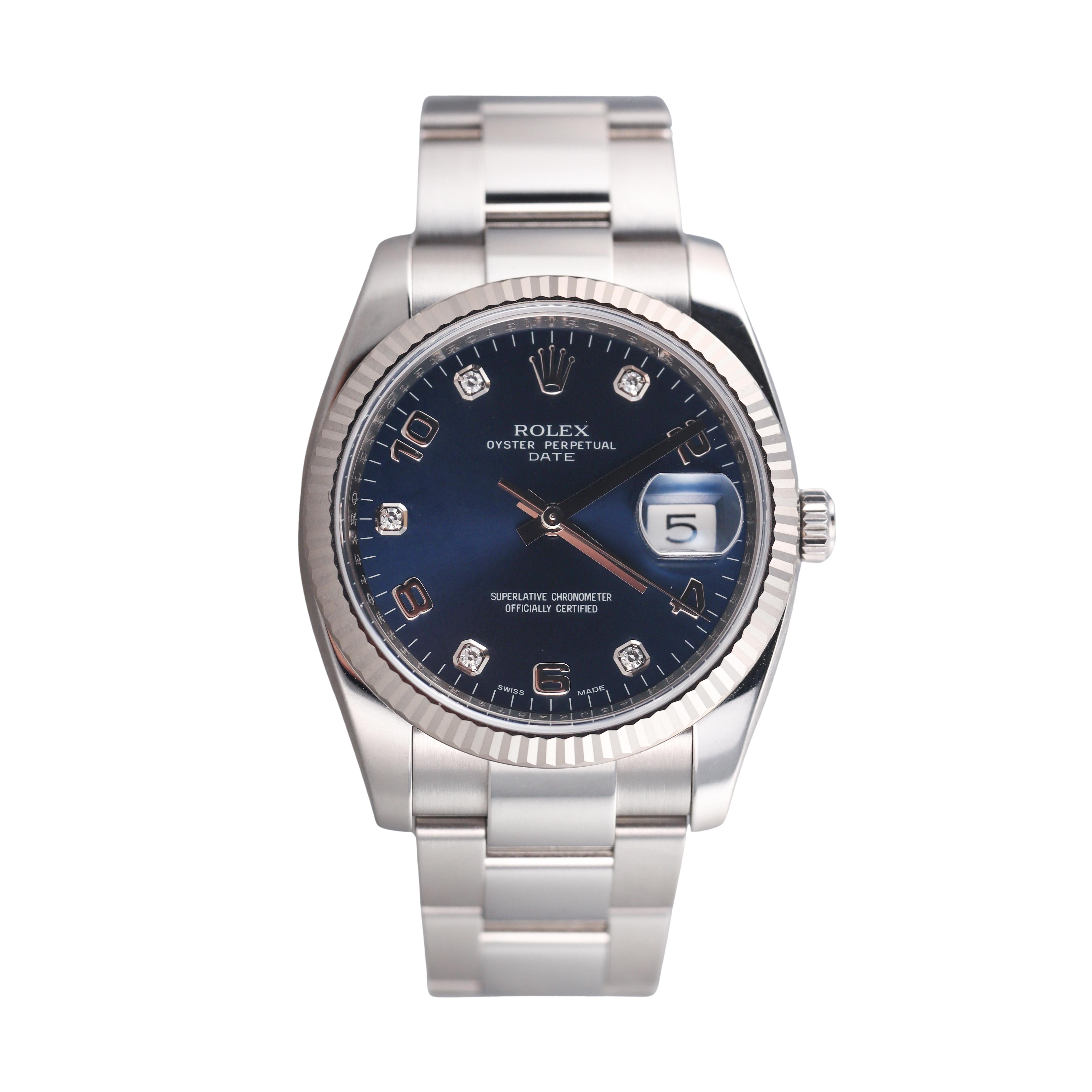 Rolex Datejust Blue Diamond Dial Stainless Steel 34mm Watch 115234