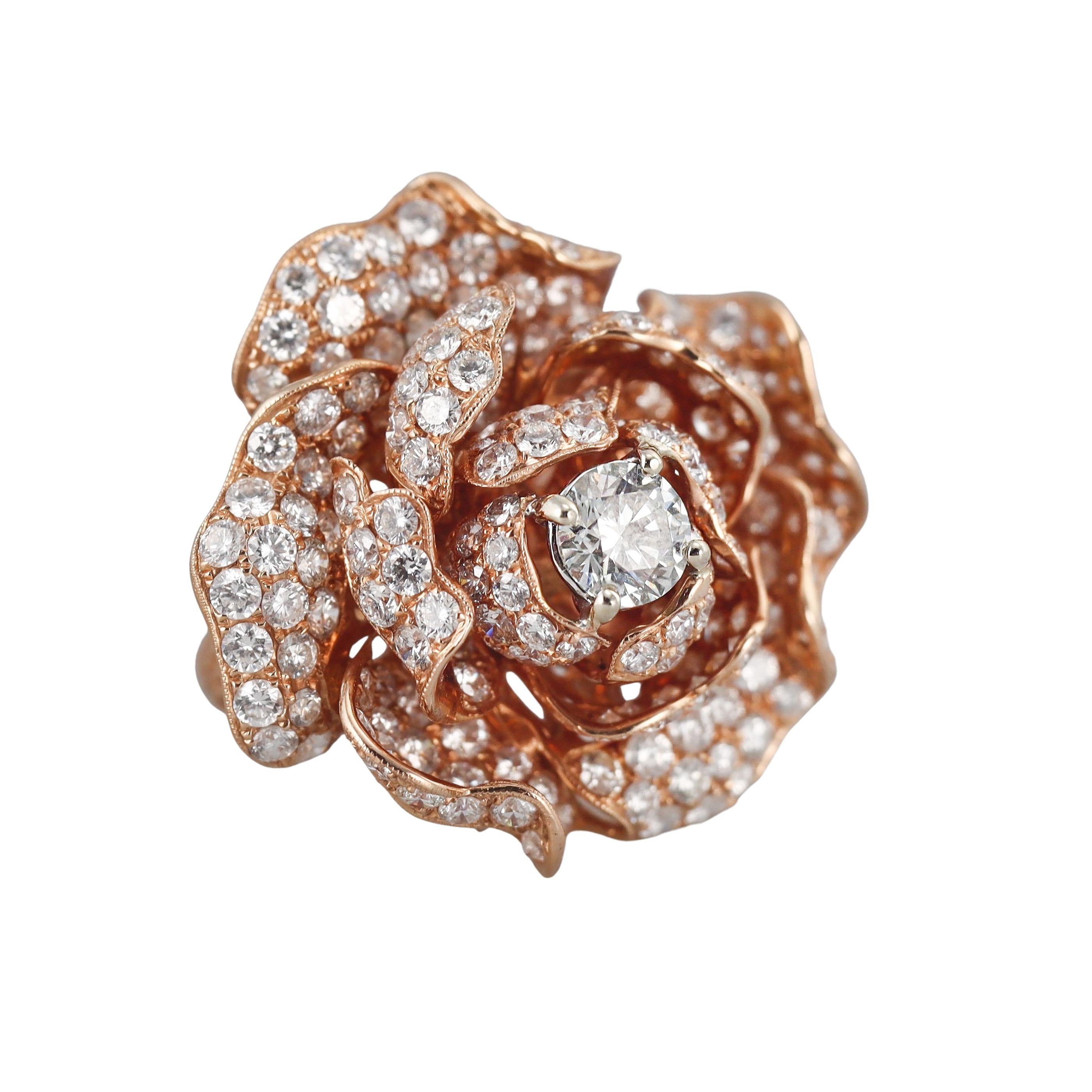 Rose Gold Diamond Flower Ring
