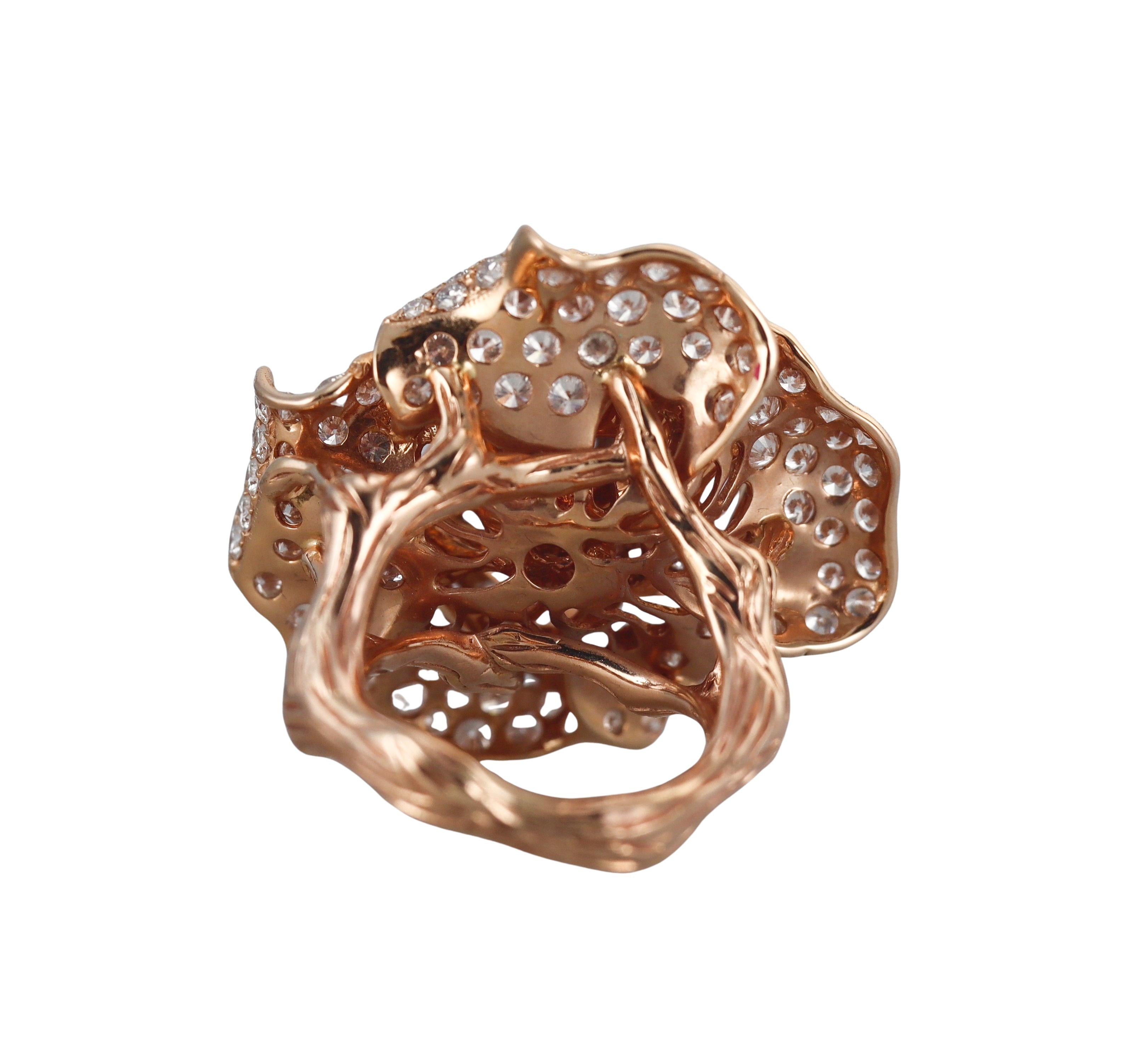 Rose Gold Diamond Flower Ring