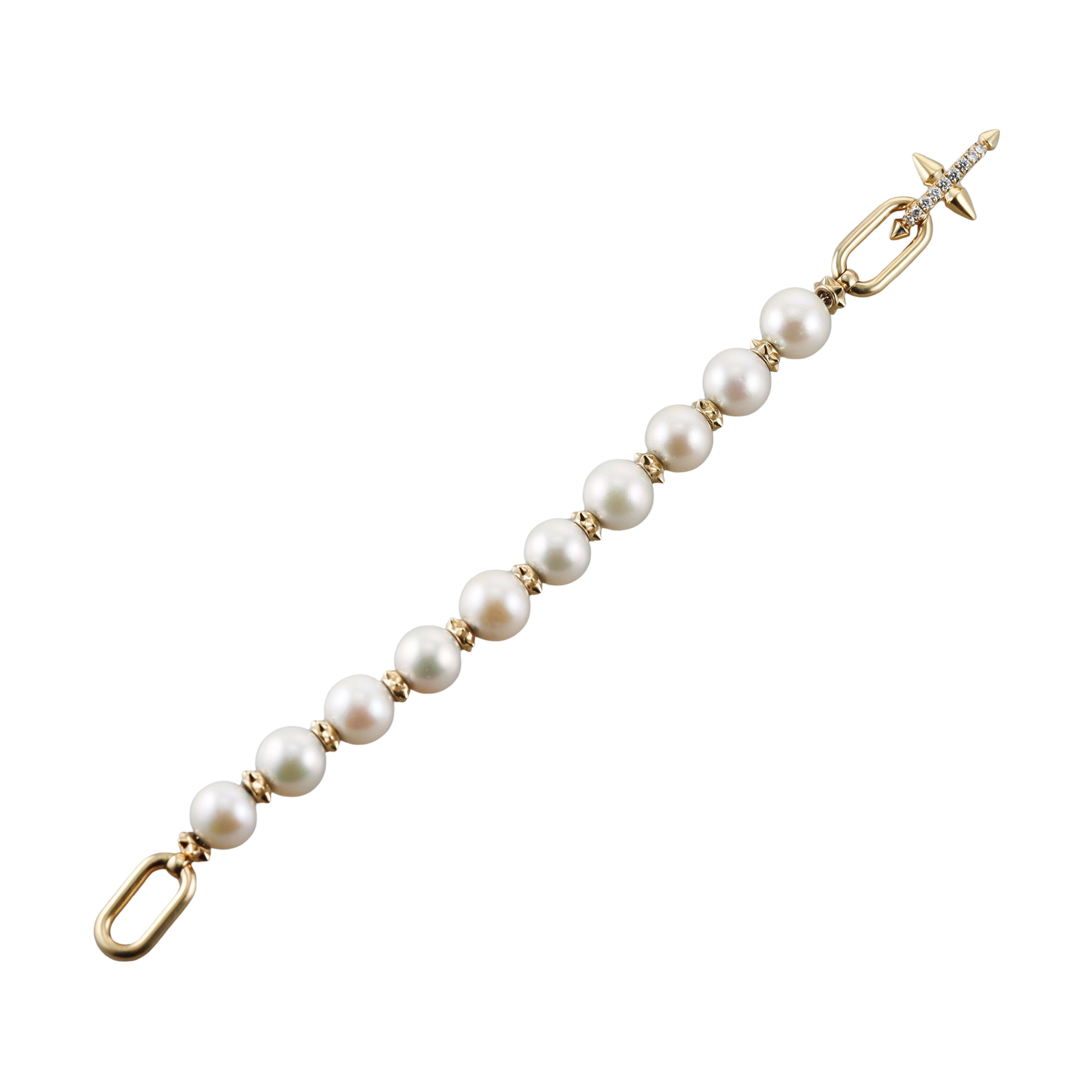 Tiffany & Co Titan by Pharrell Williams Pearl Diamond Gold Bracelet
