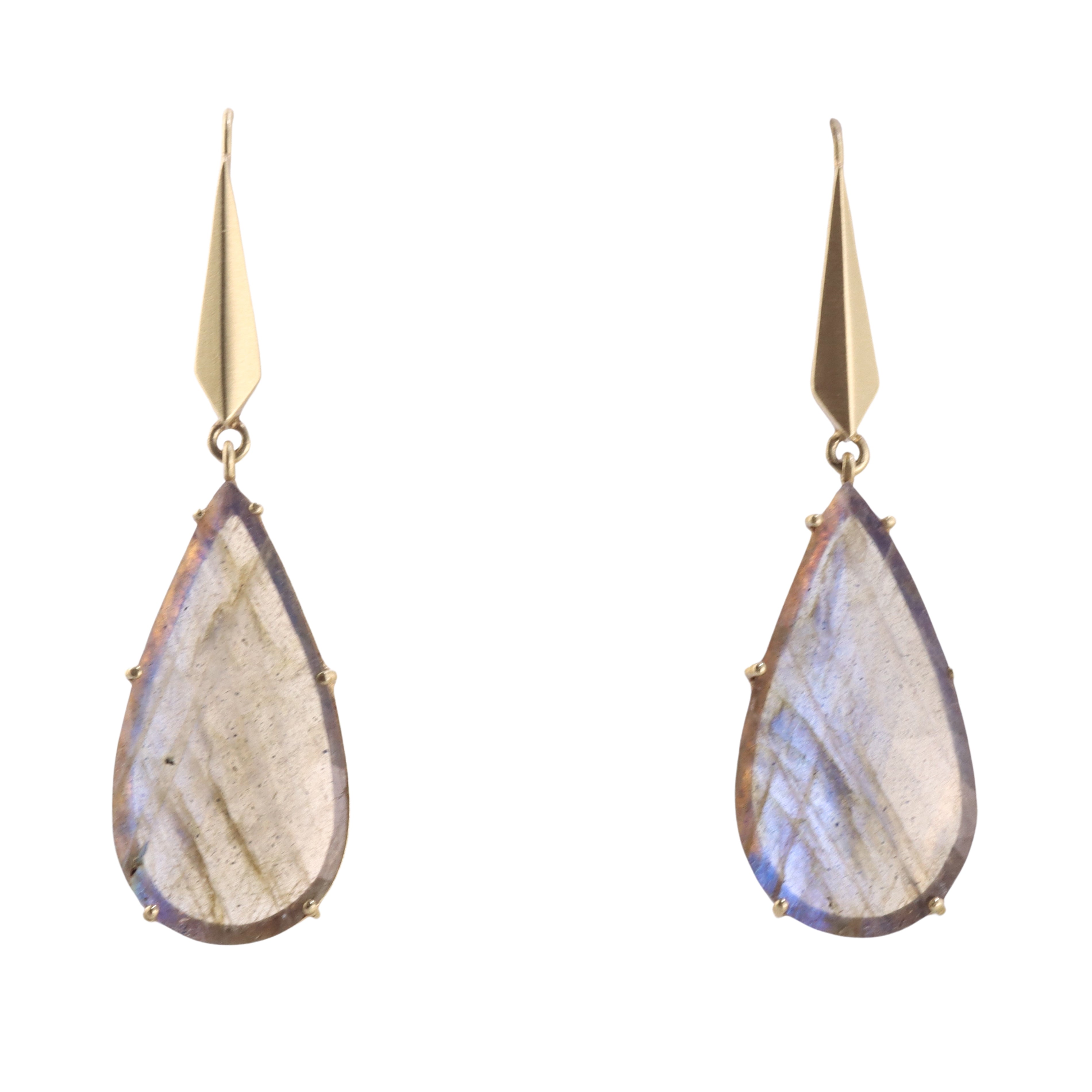 Sylva & Cie Labradorite Gold Drop Earrings
