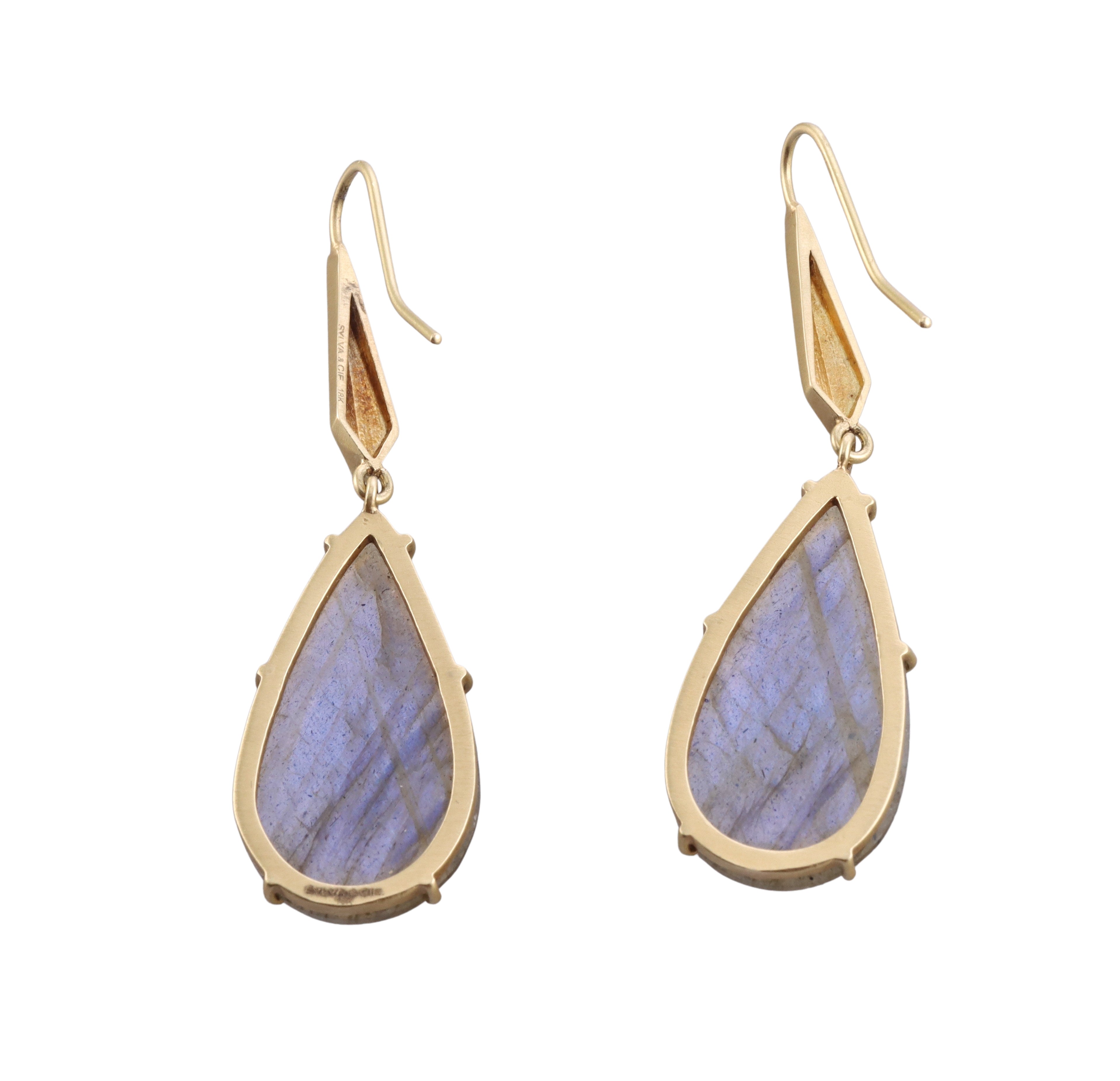 Sylva & Cie Labradorite Gold Drop Earrings