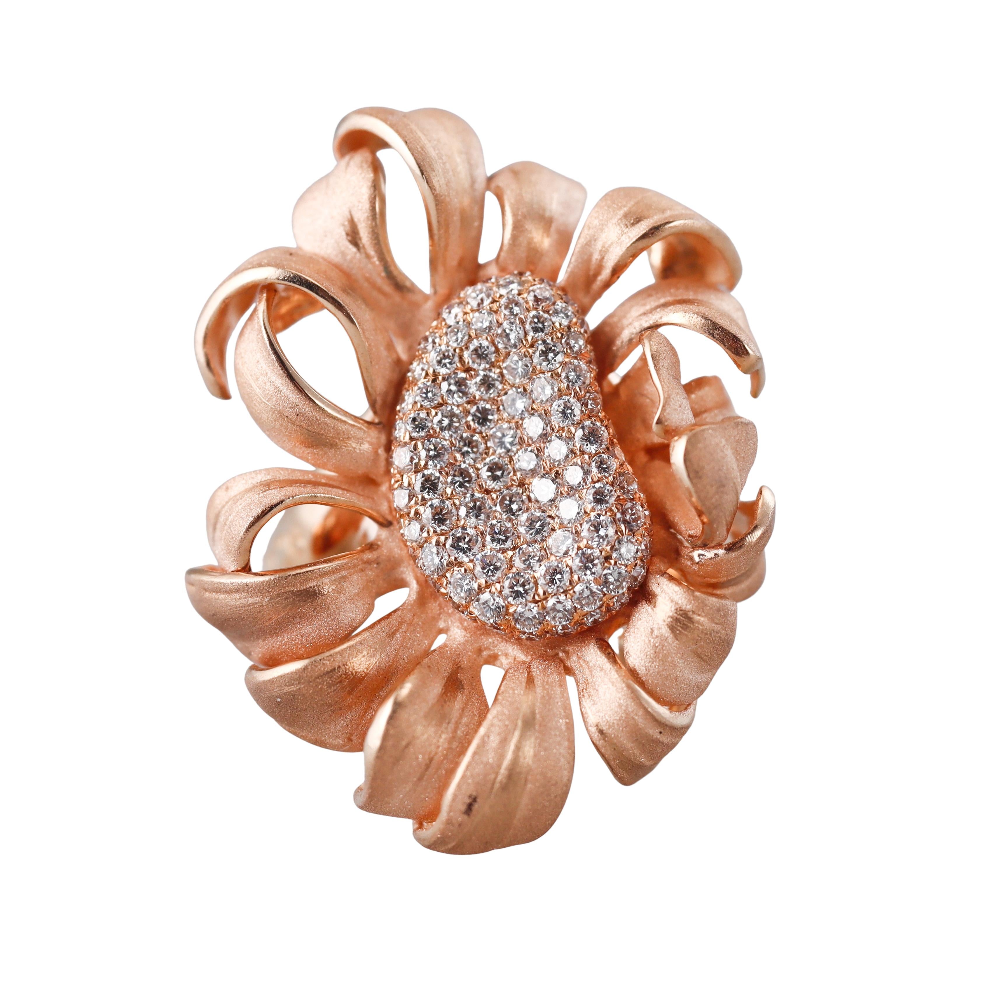 Camilli Rose Gold Diamond Flower Ring