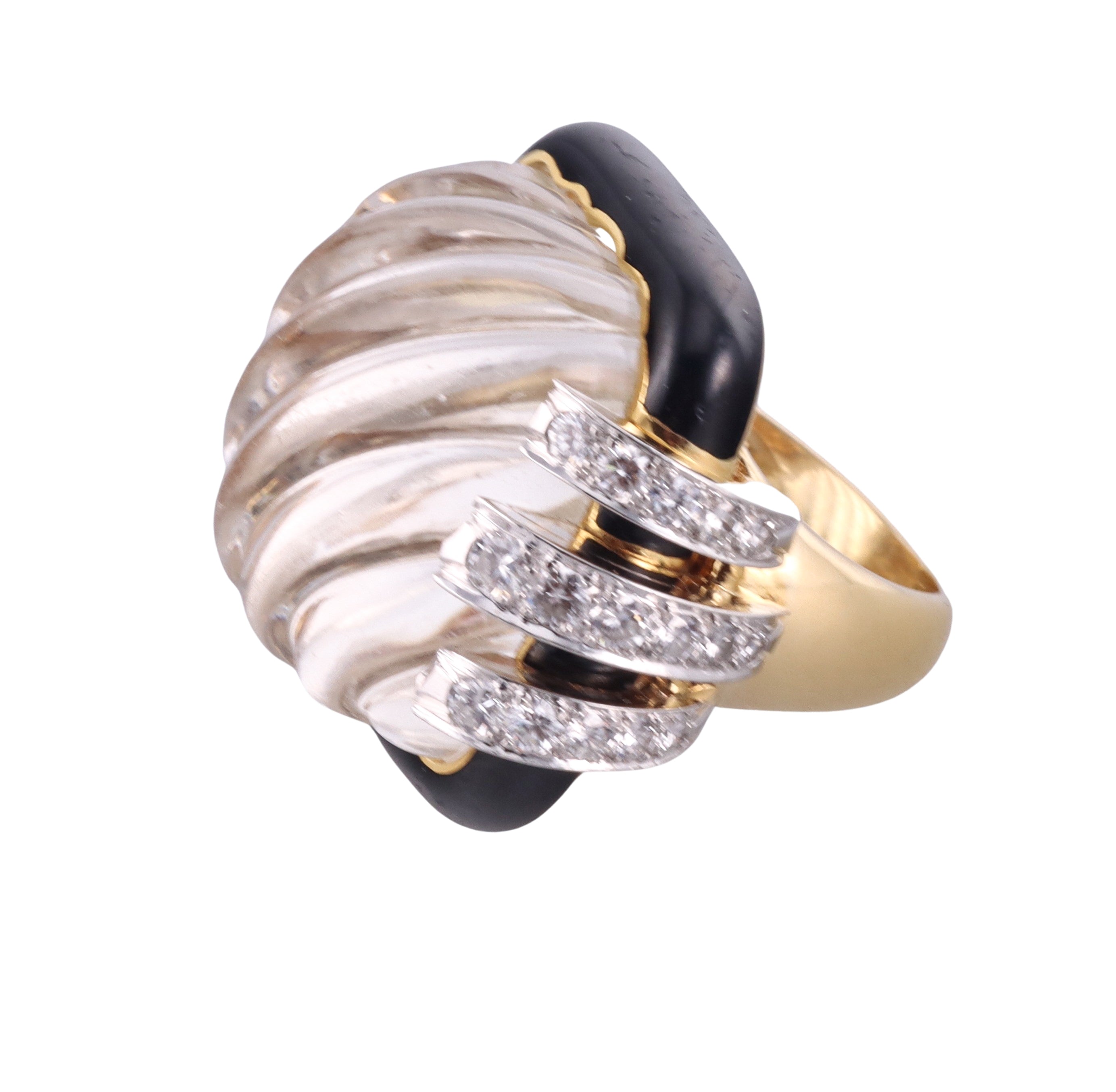 David Webb Crystal Diamond Enamel Gold Platinum Ring