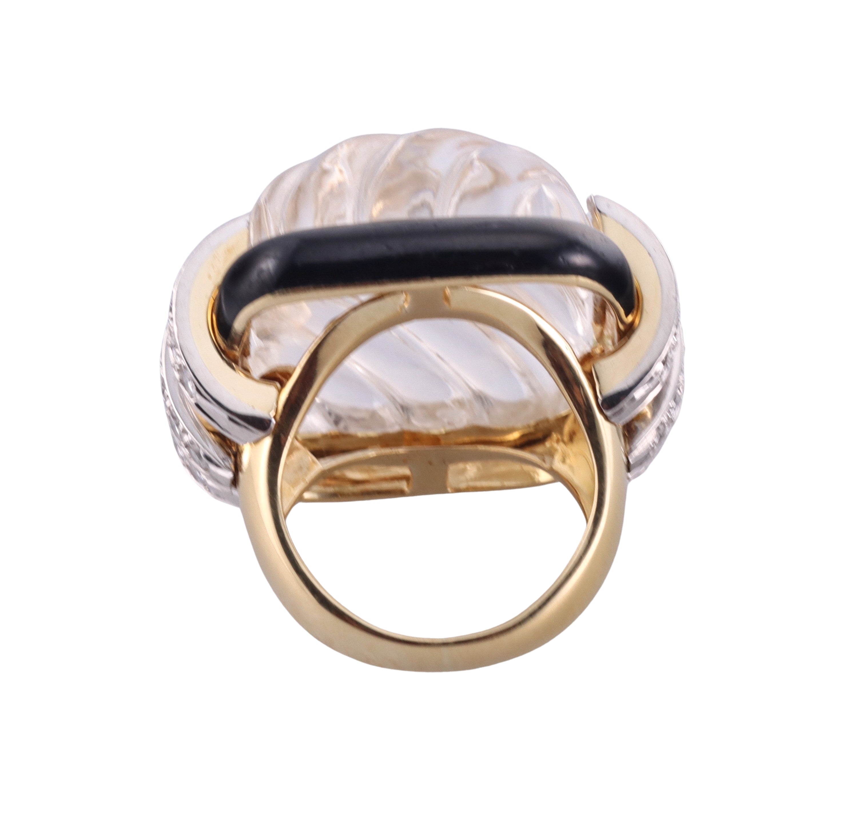 David Webb Crystal Diamond Enamel Gold Platinum Ring