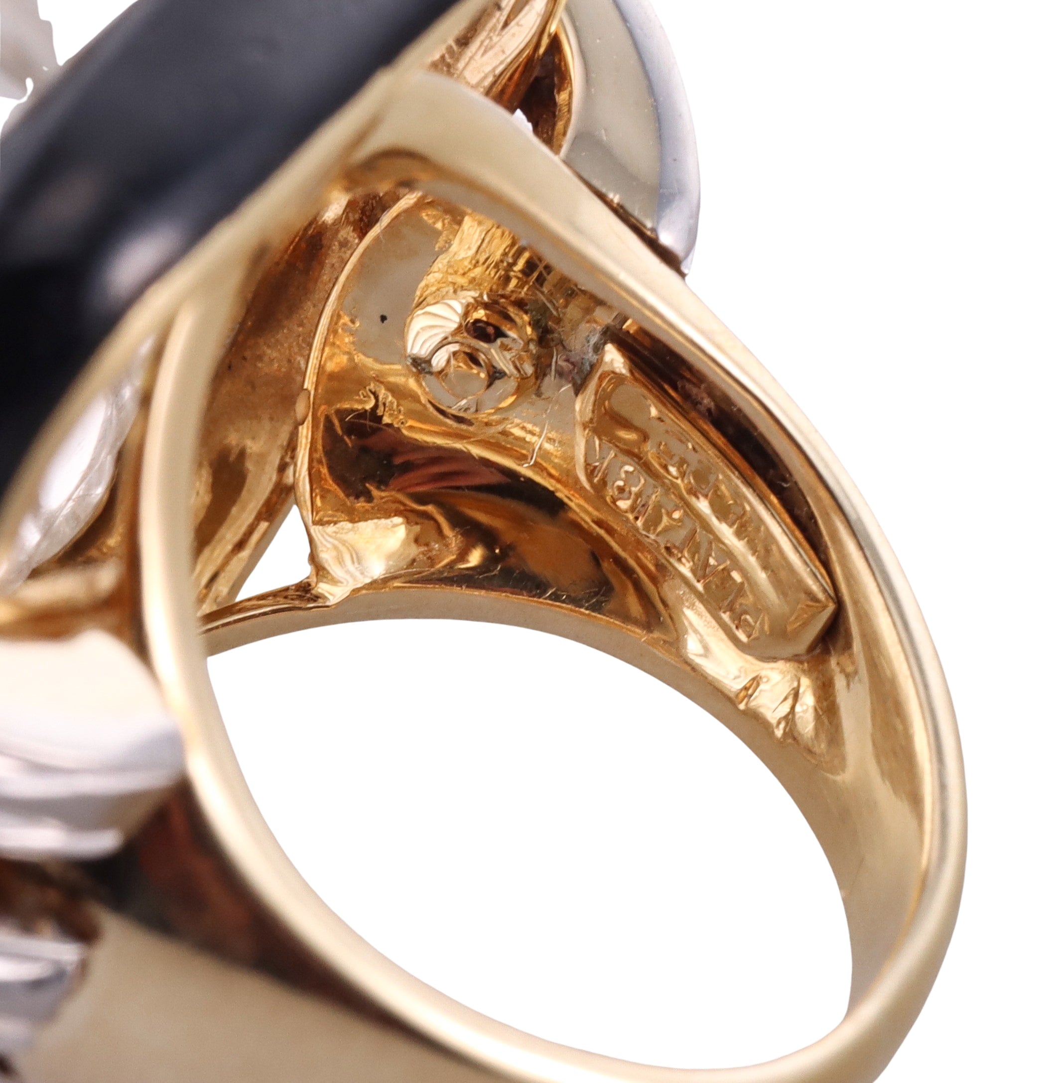 David Webb Crystal Diamond Enamel Gold Platinum Ring