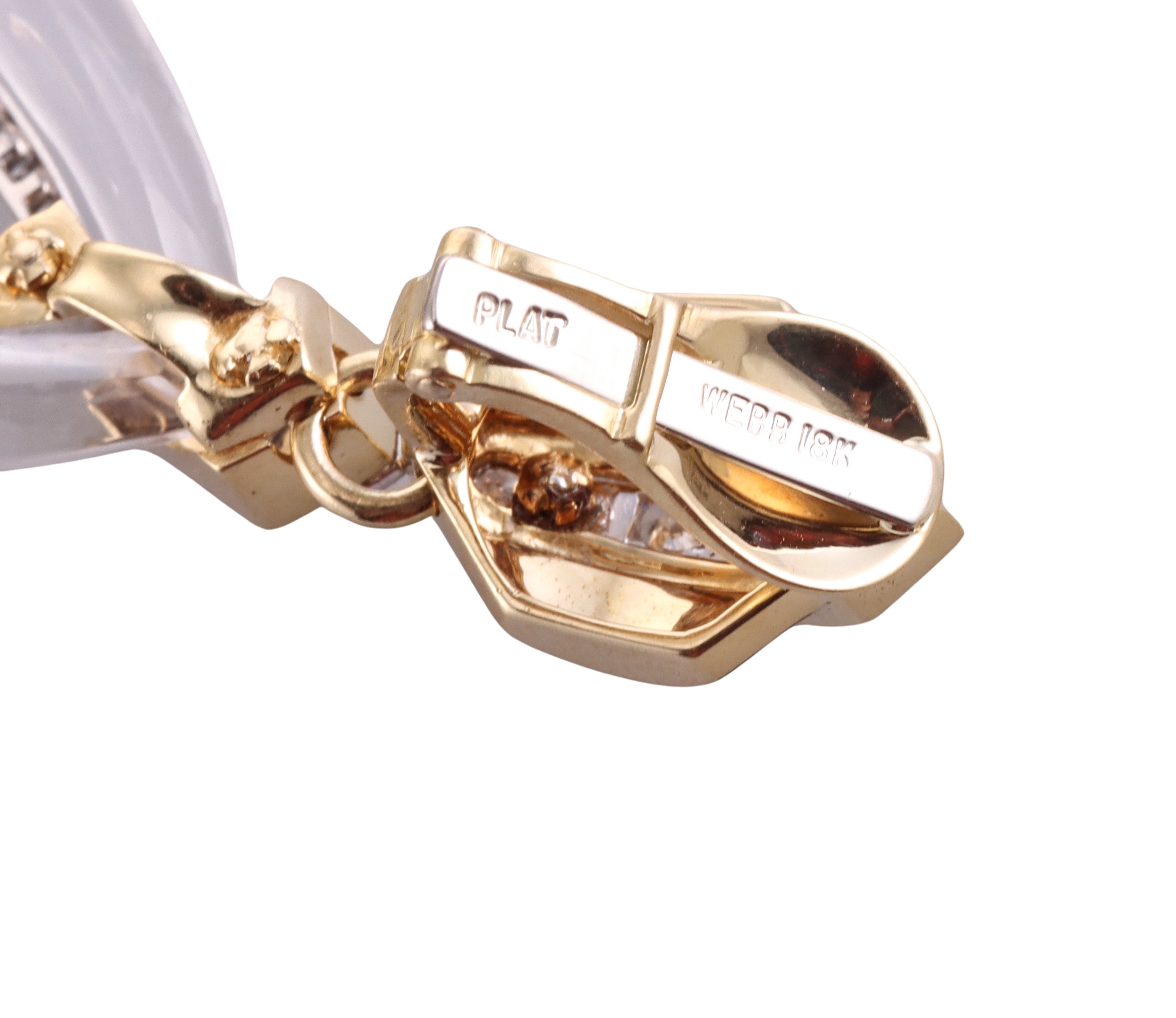 David Webb Crystal Diamond Enamel Gold Platinum Drop Earrings