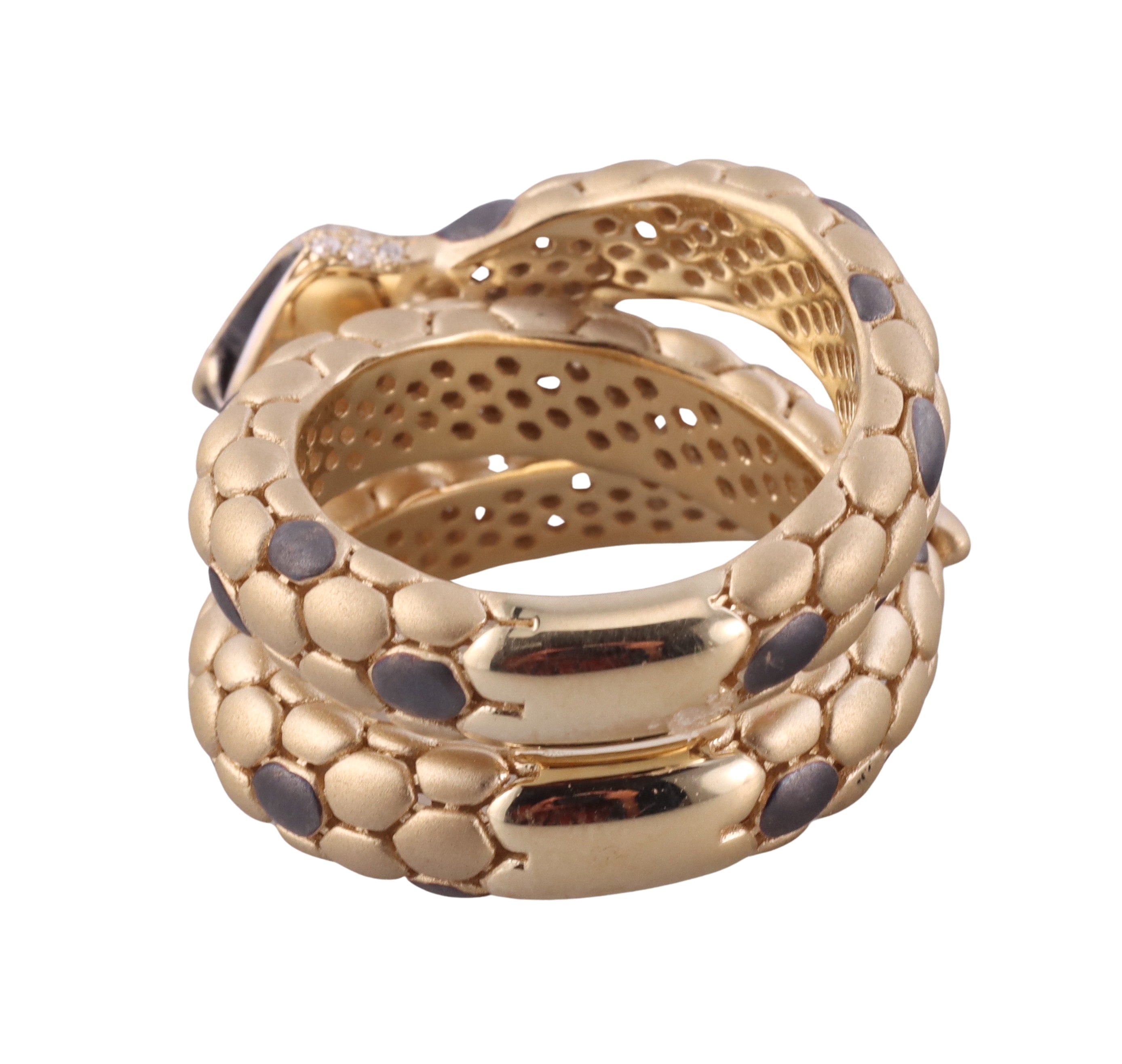Giloro Yellow Gold Diamond Ruby Snake Wrap Ring