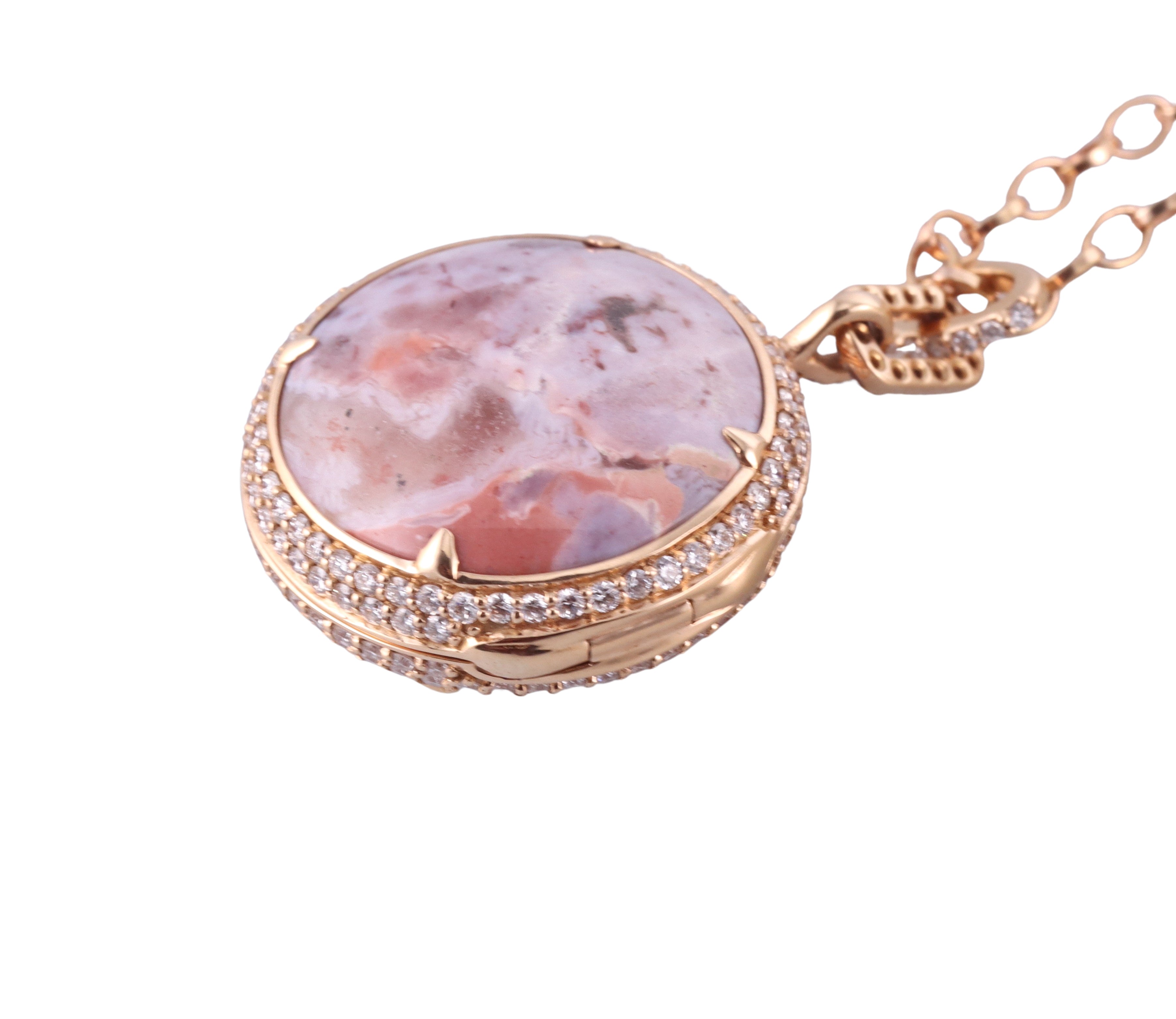 Monica Rich Kosann Gold Diamond Agate Pendant Locket Necklace
