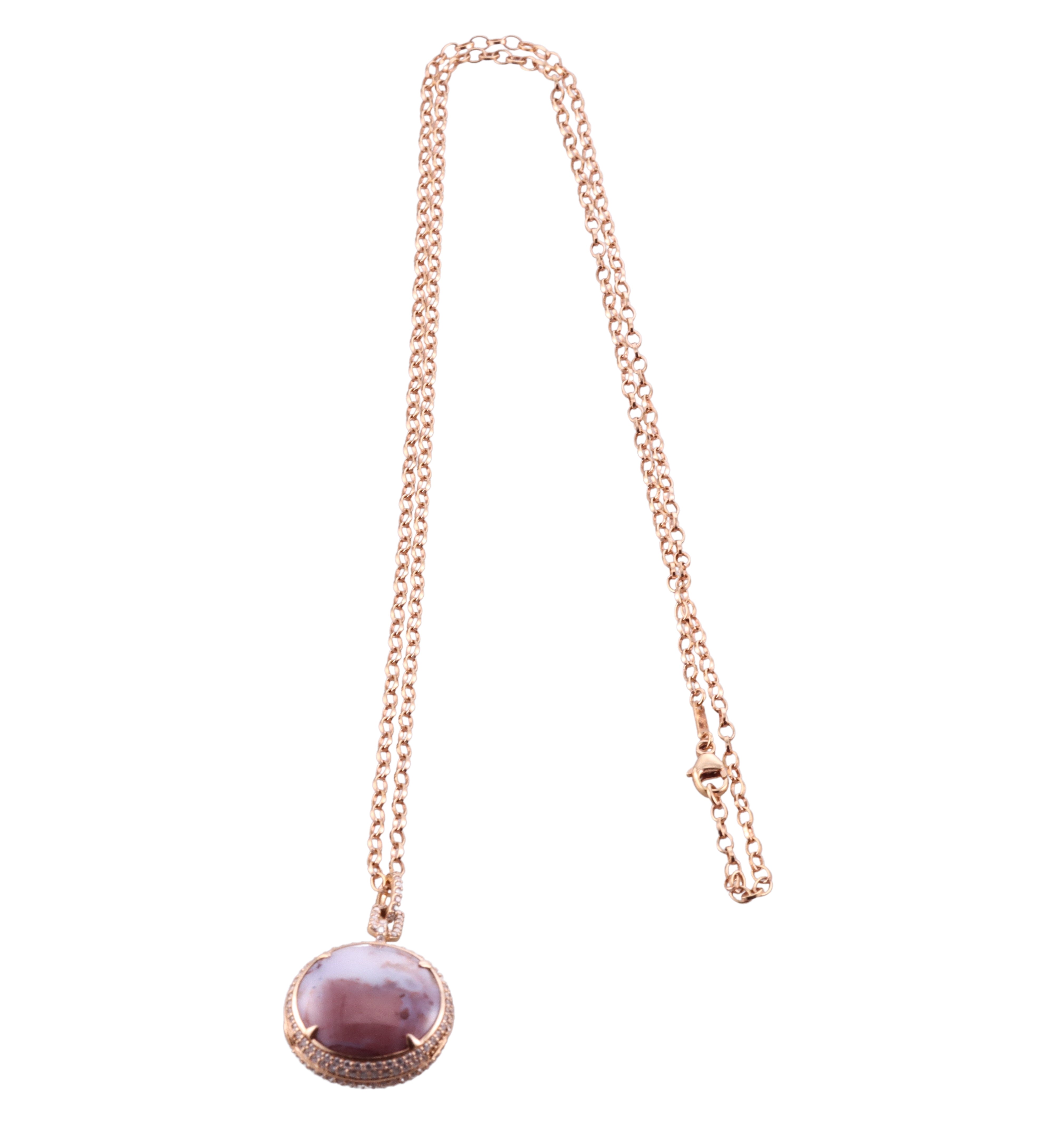 Monica Rich Kosann Gold Diamond Agate Pendant Locket Necklace