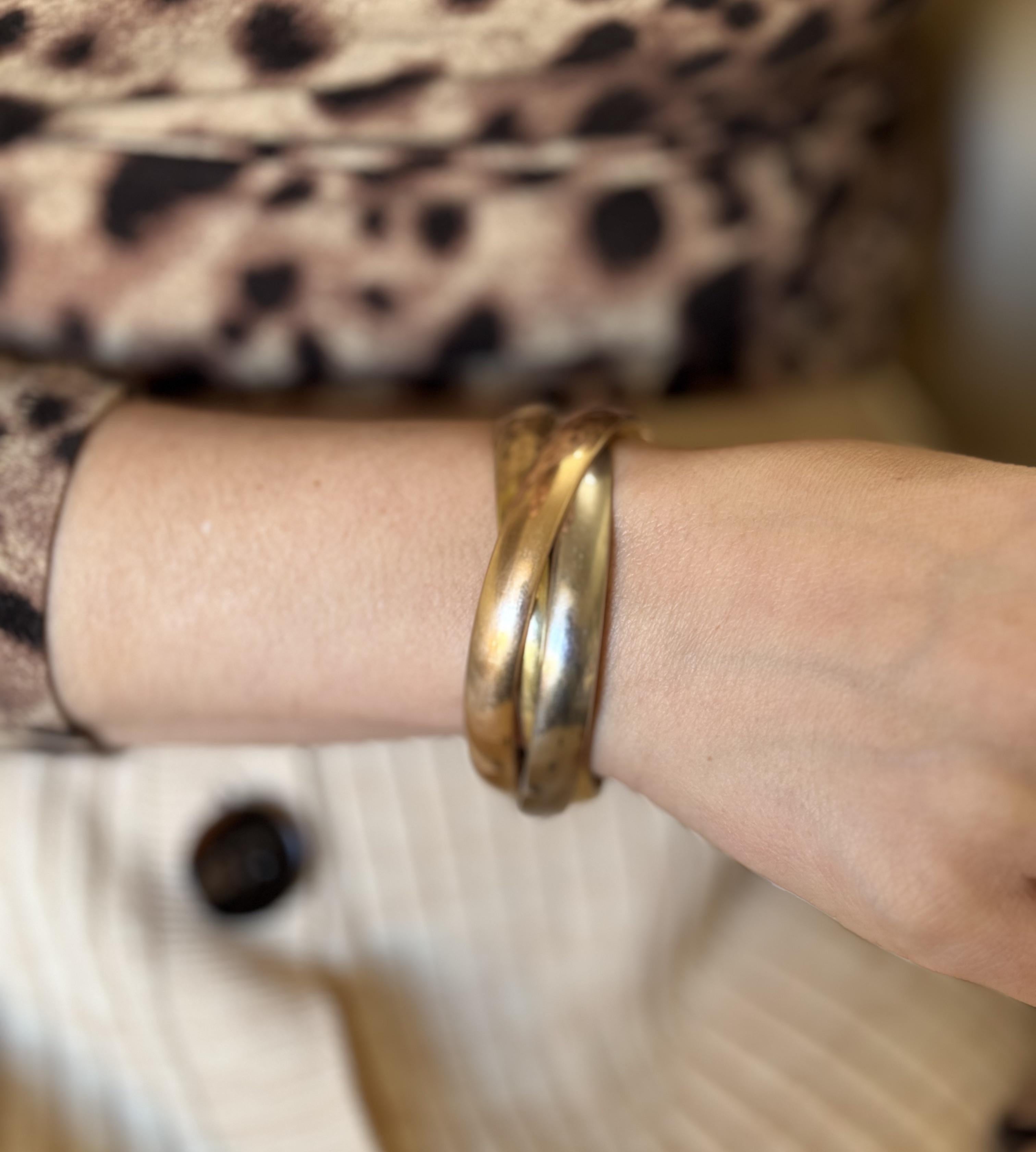 Vintage Cartier Trinity Extra-Large Model Tri Color Gold Bangle Bracelet