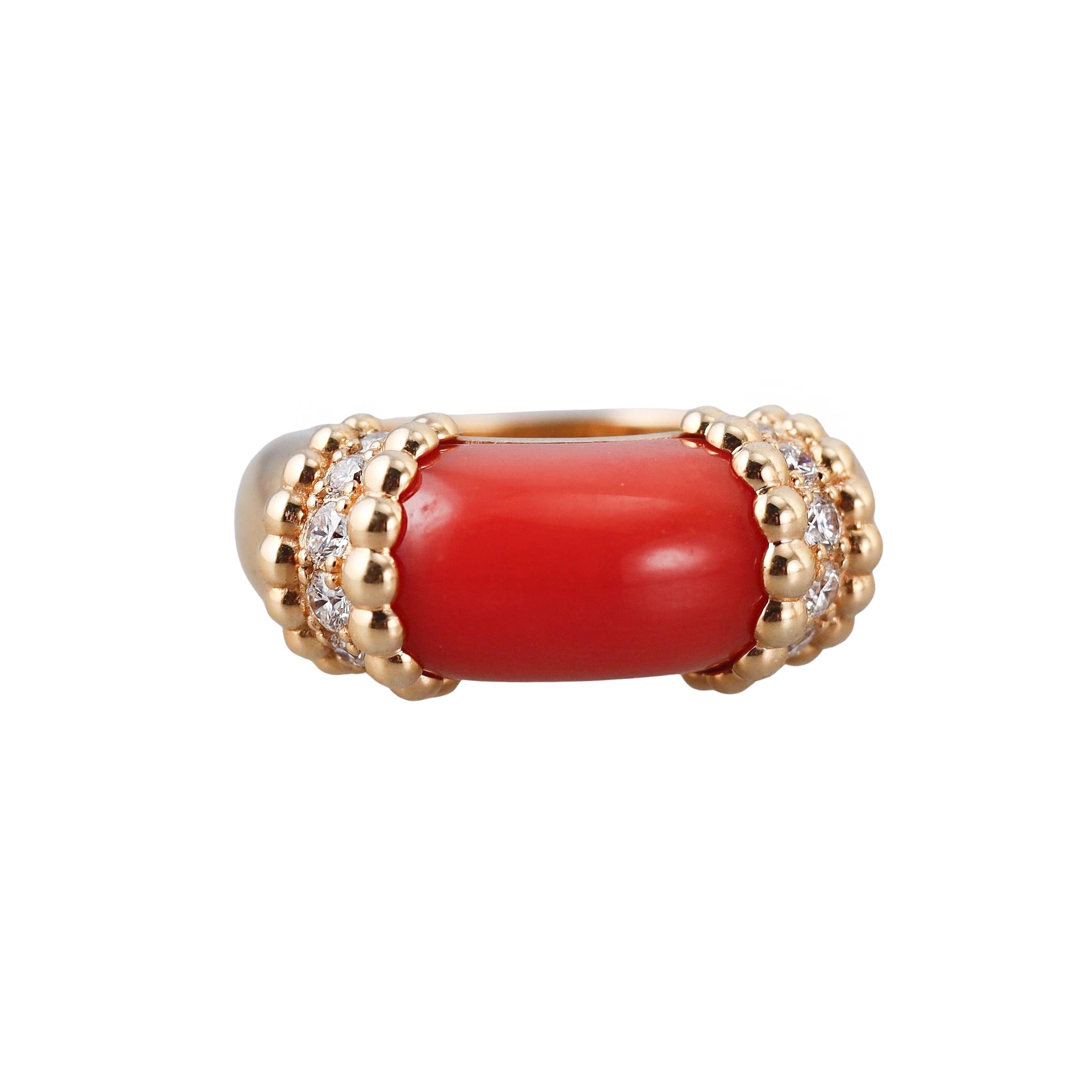 Van Cleef & Arpels Perlee Couleurs Coral Diamond Ring
