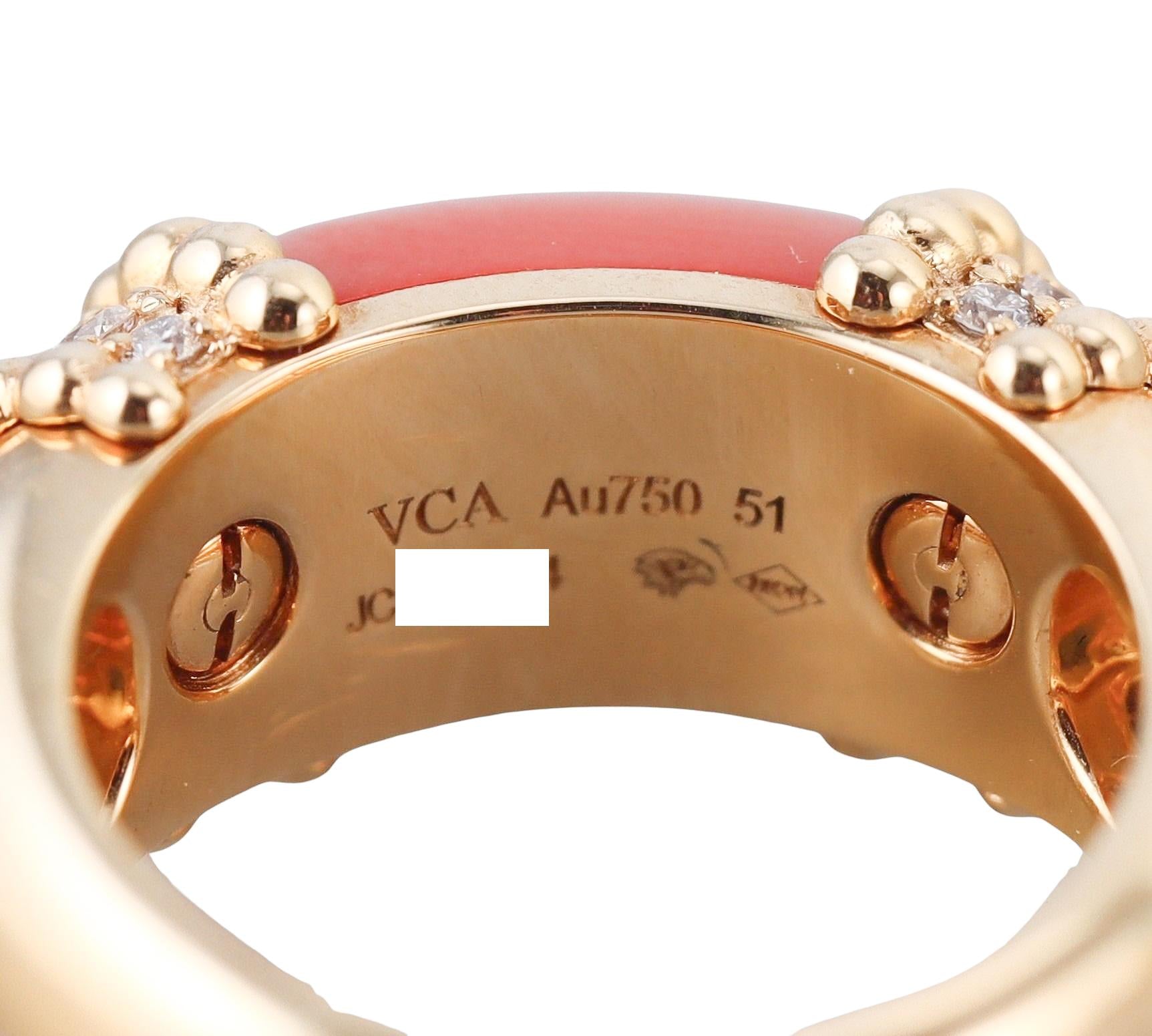 Van Cleef & Arpels Perlee Couleurs Coral Diamond Ring