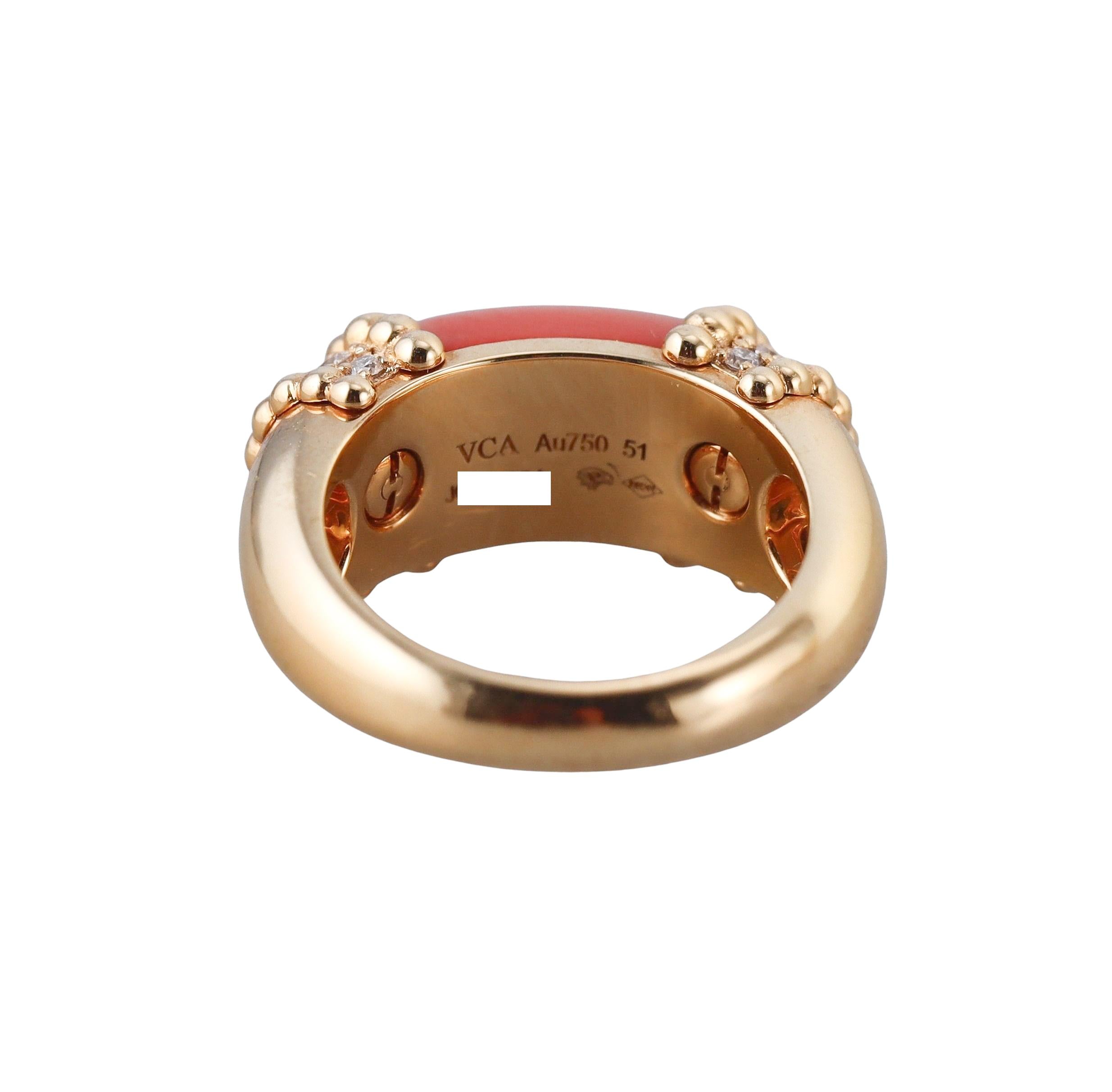 Van Cleef & Arpels Perlee Couleurs Coral Diamond Ring