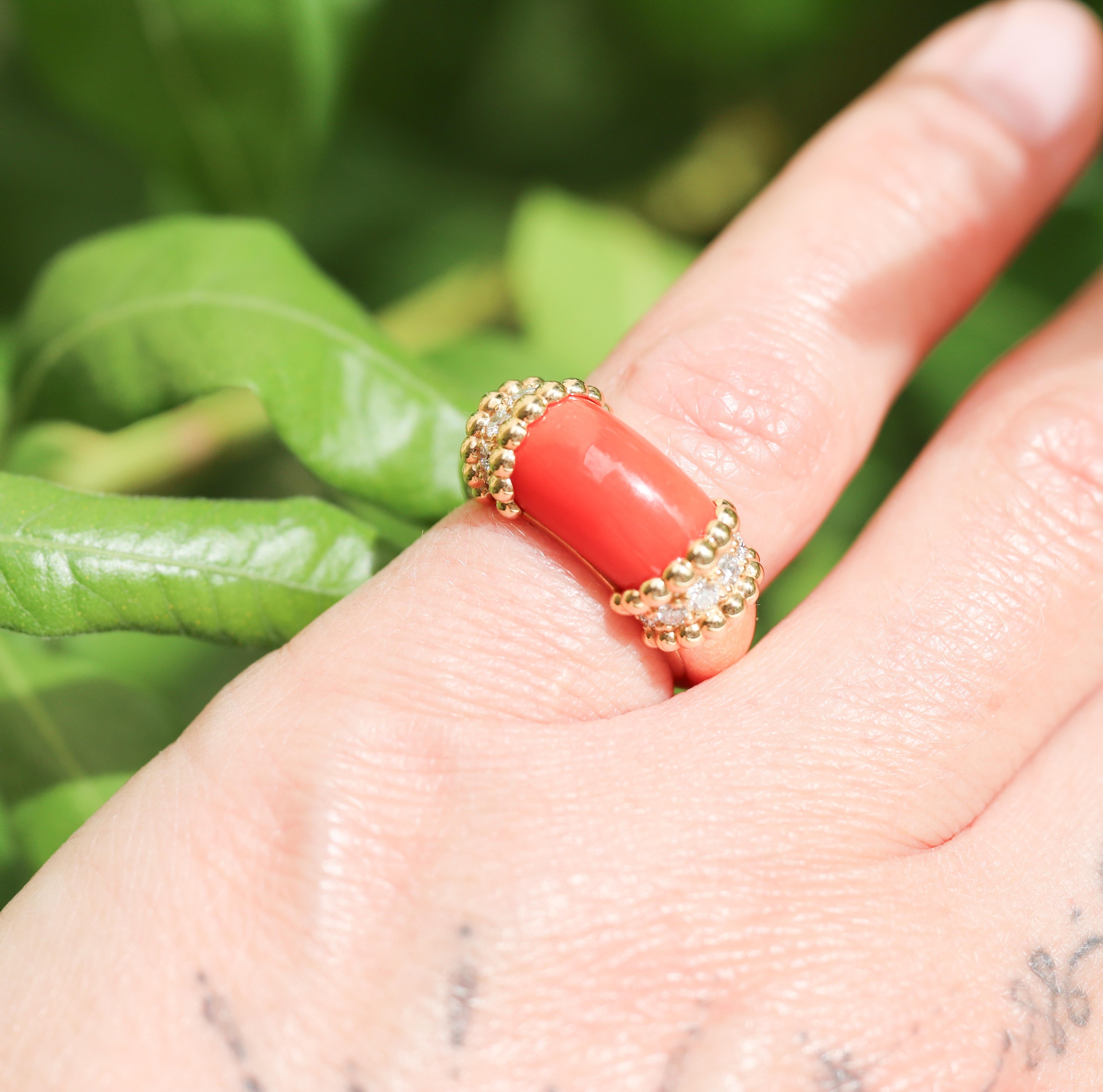 Van Cleef & Arpels Perlee Couleurs Coral Diamond Ring