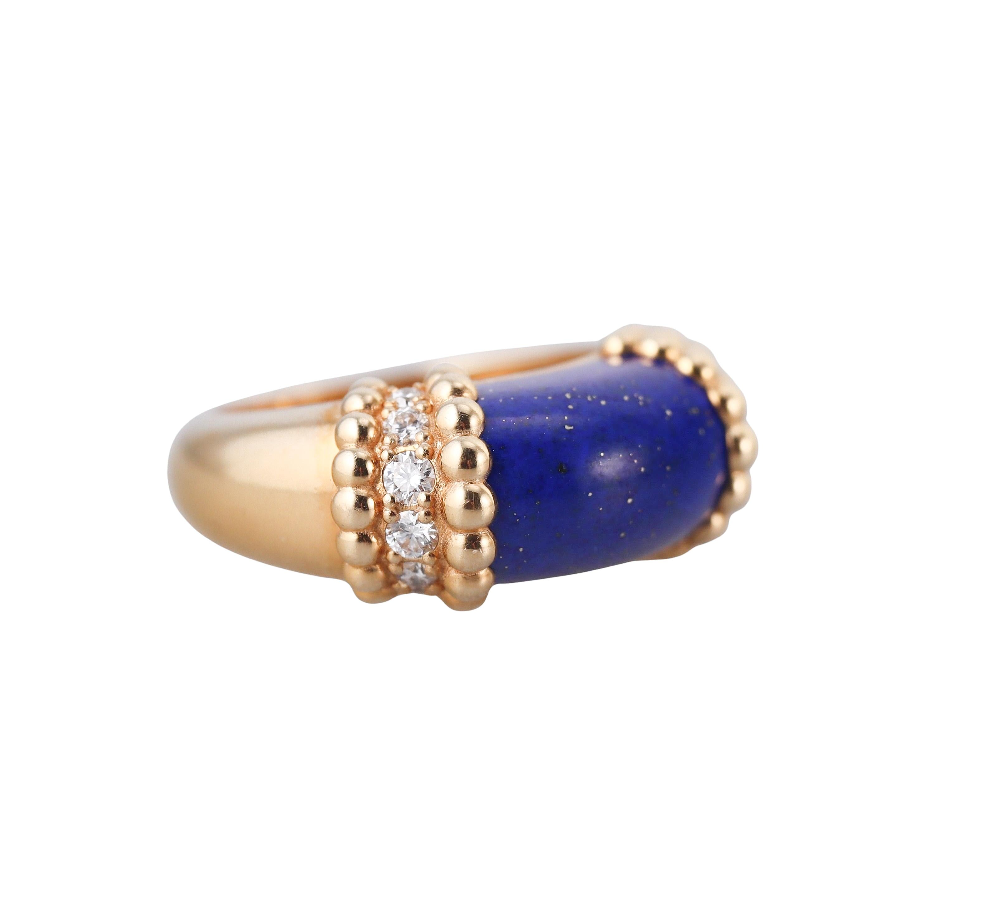 Van Cleef & Arpels Perlee Couleurs Lapis Diamond Ring