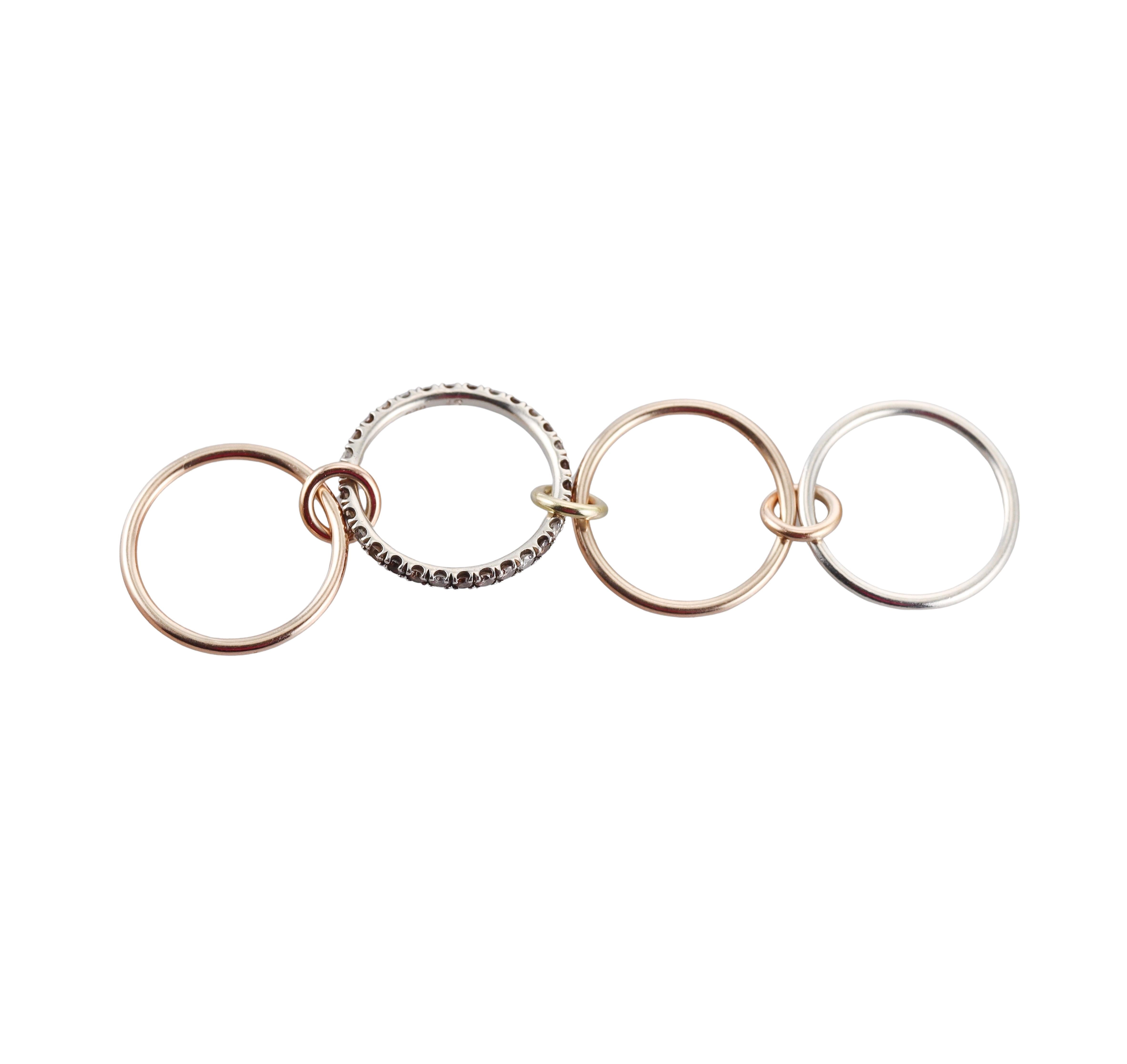 Spinelli Kilcollin Gold Silver Diamond Linked Ring