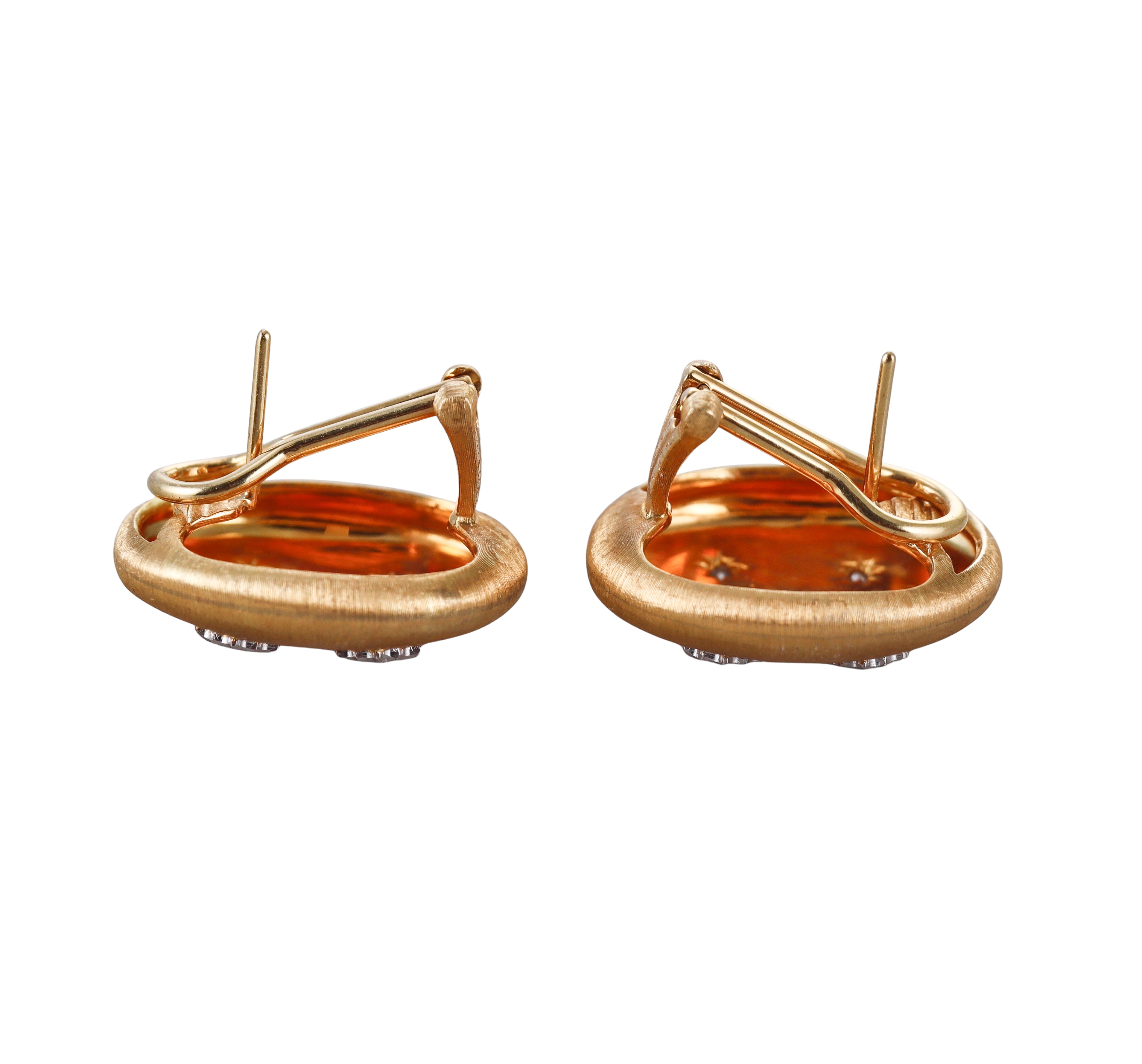 Buccellati Gold Diamond Oval Earrings