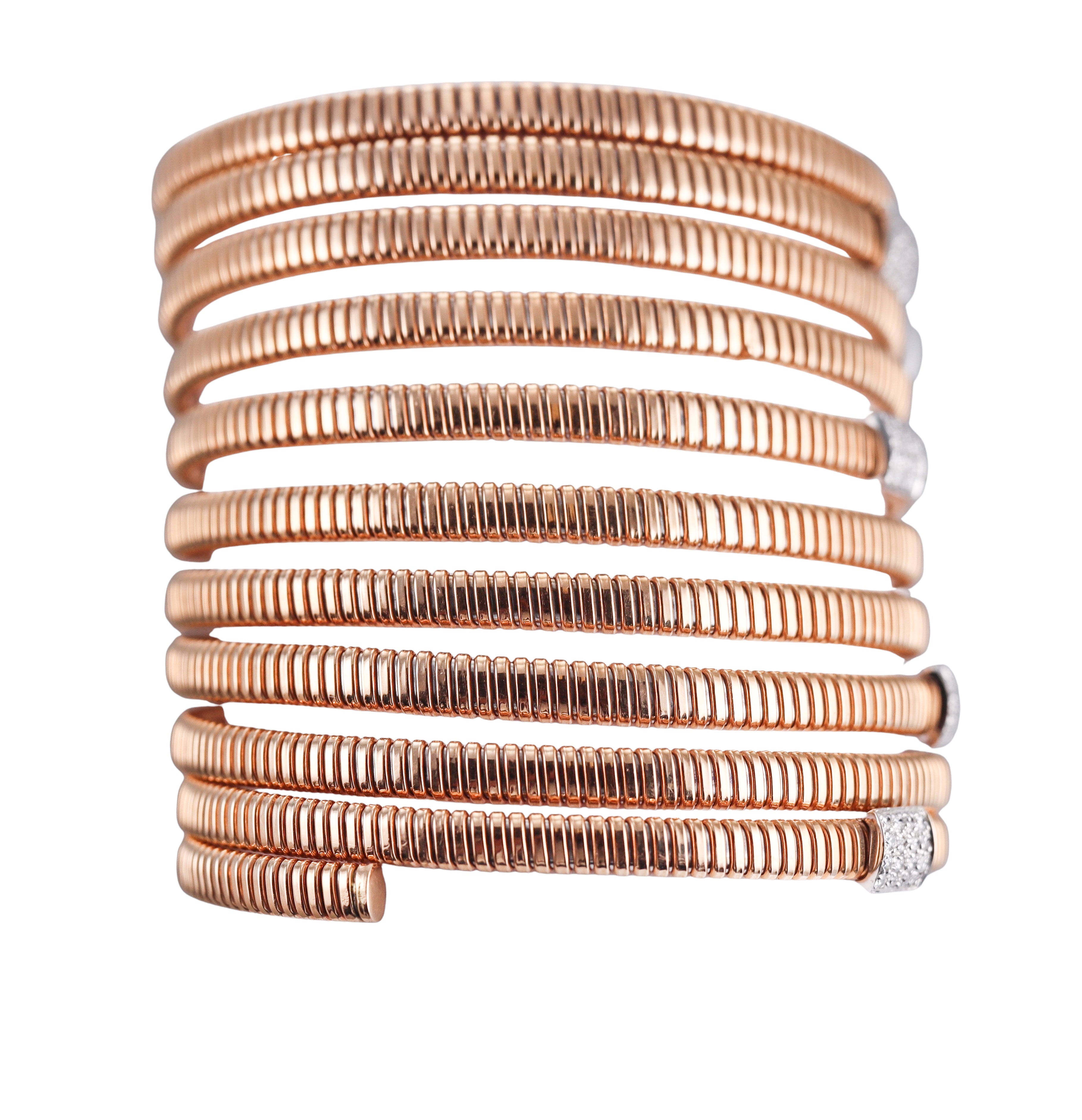 Rose Gold Diamond Wide Coil Wrap Bracelet