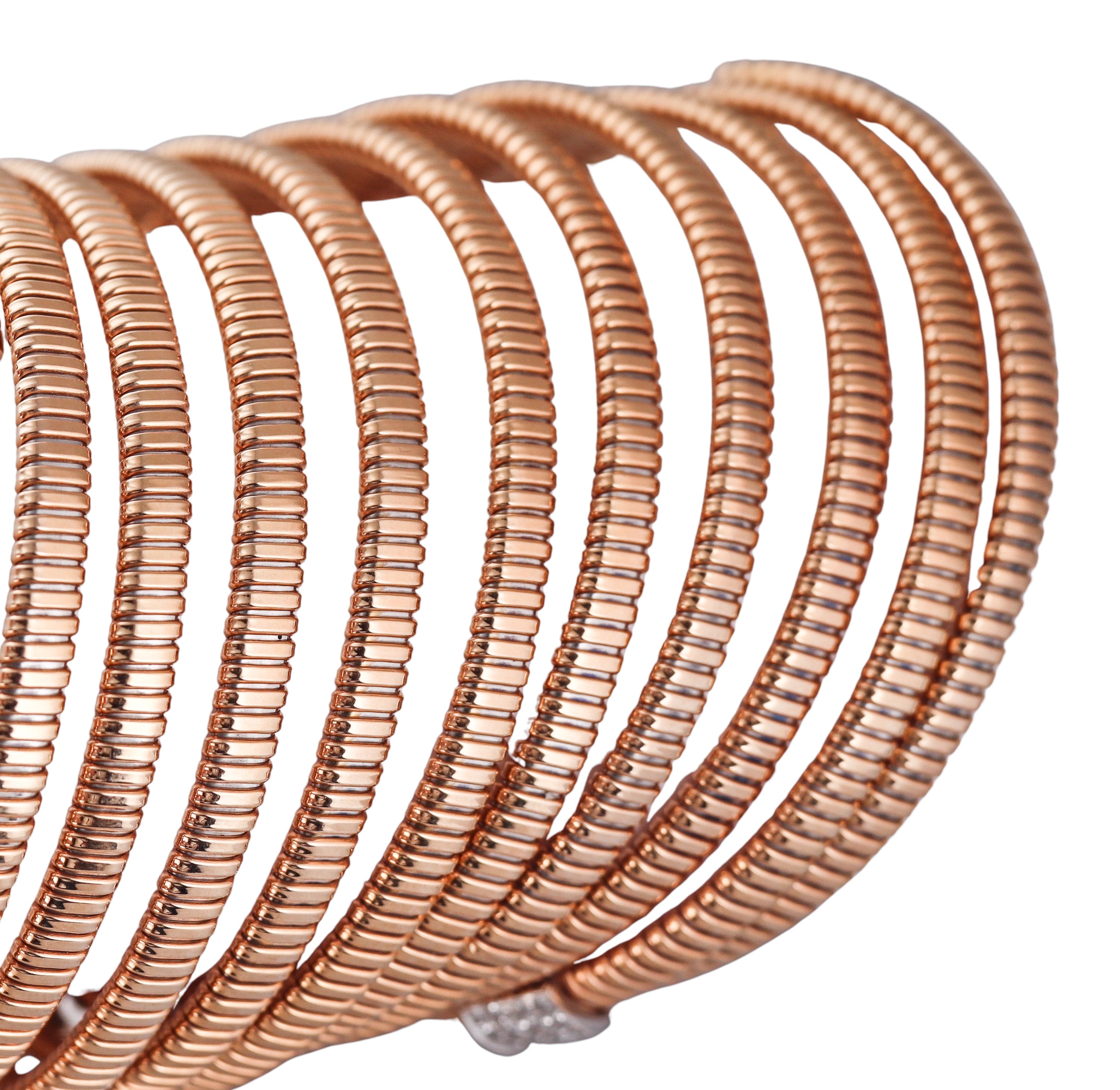 Rose Gold Diamond Wide Coil Wrap Bracelet