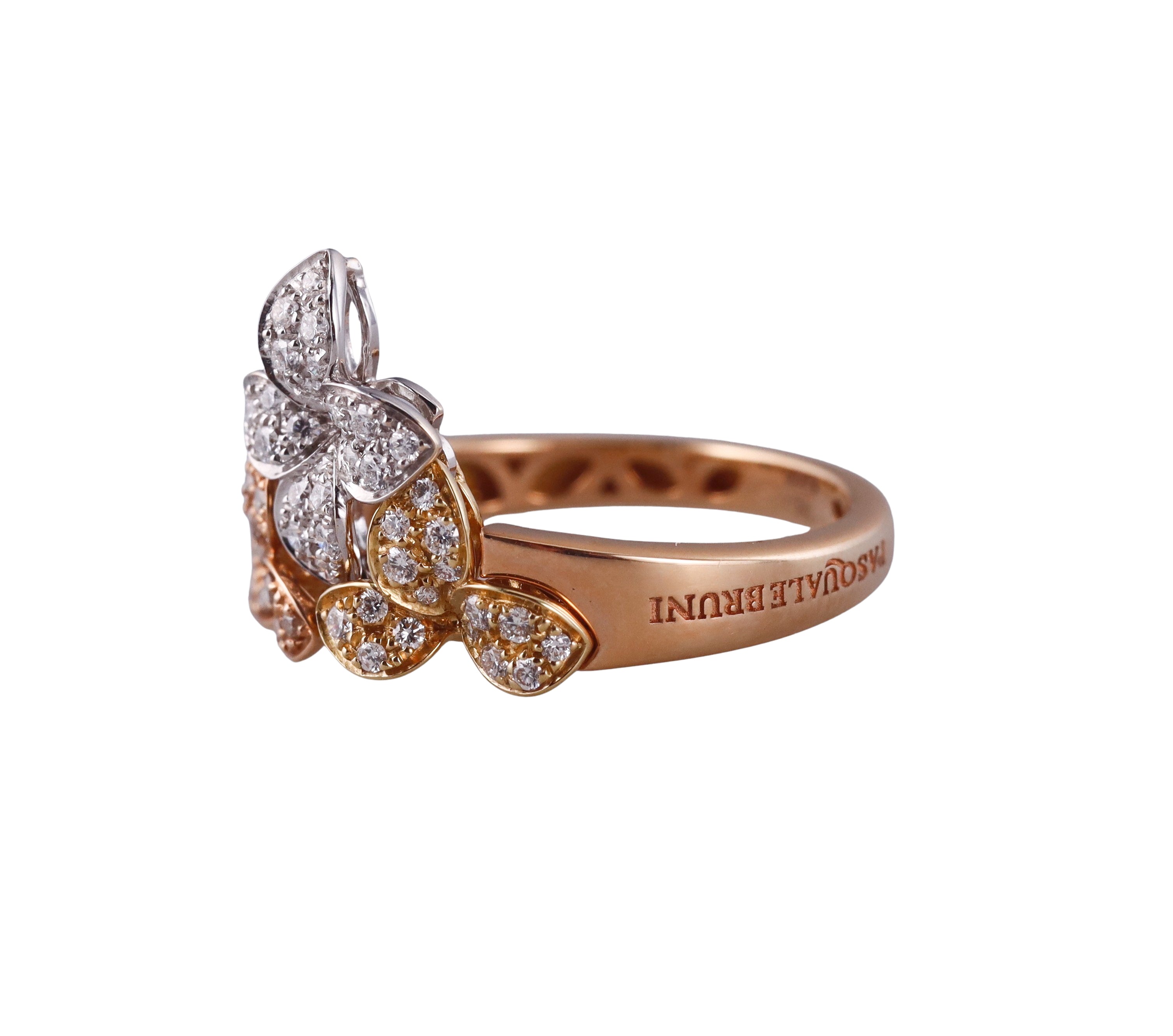 Pasquale Bruni Tri Color Gold Diamond Flower Ring