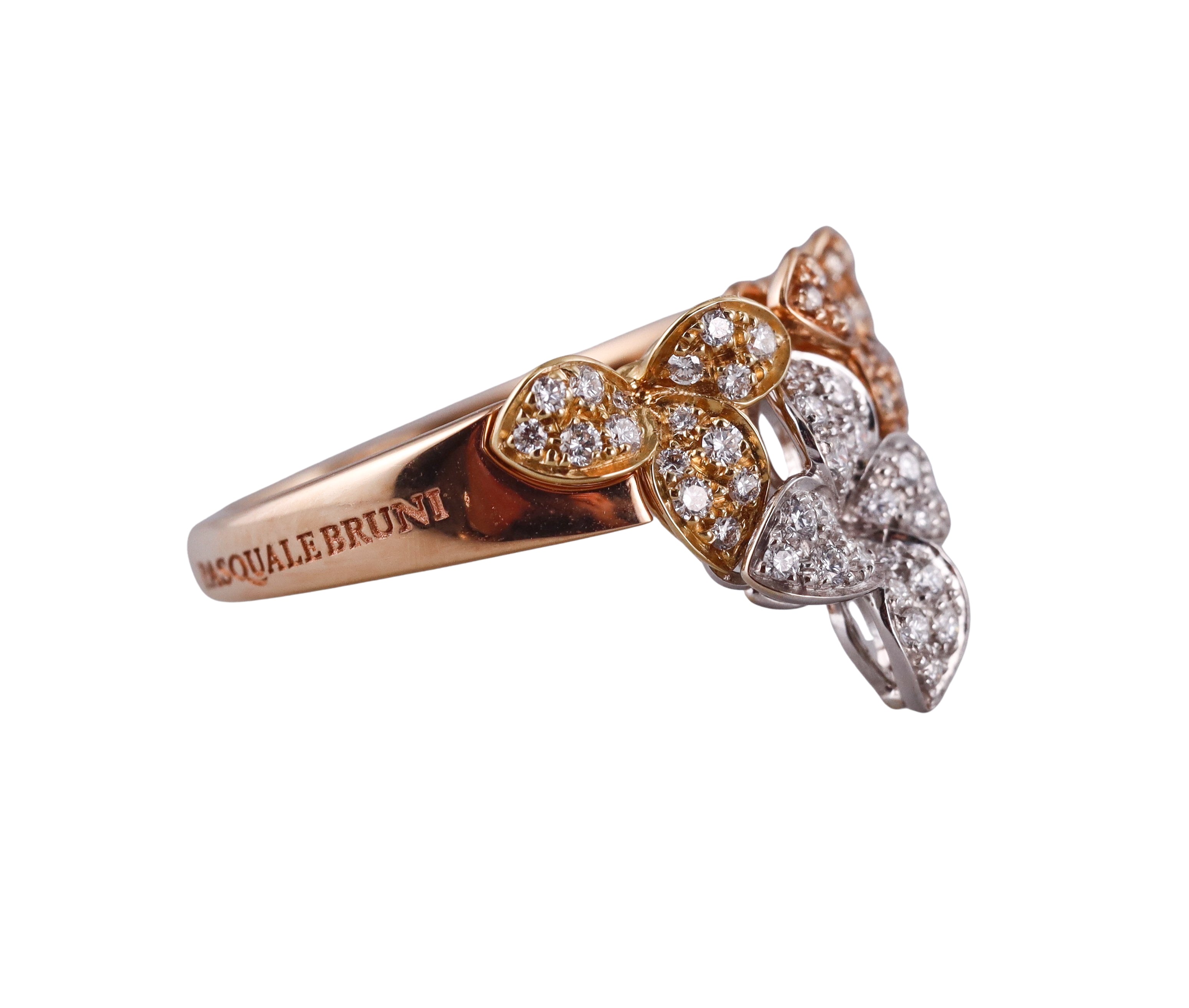 Pasquale Bruni Tri Color Gold Diamond Flower Ring