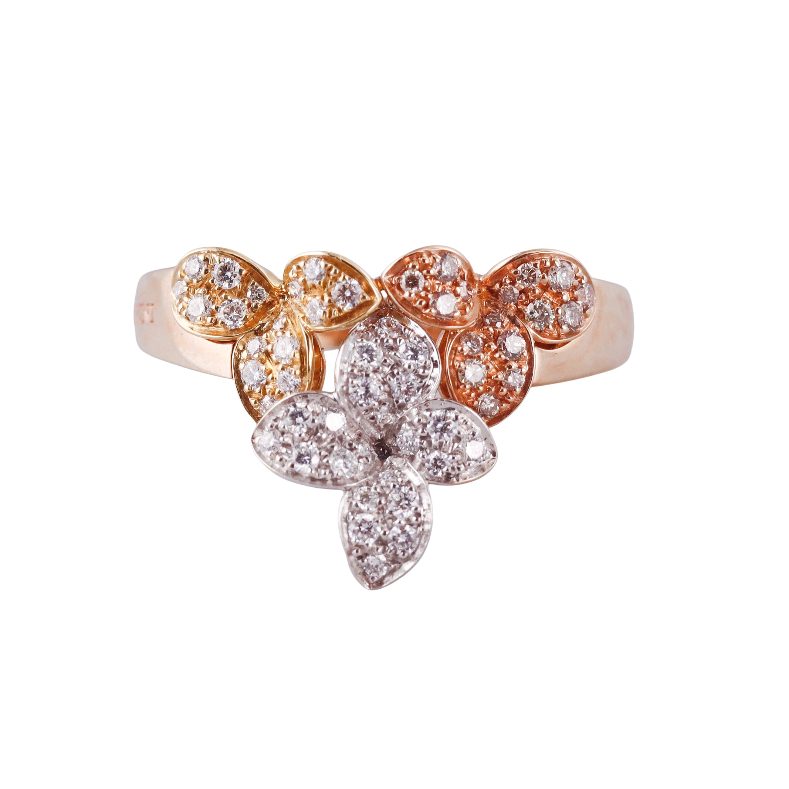Pasquale Bruni Tri Color Gold Diamond Flower Ring