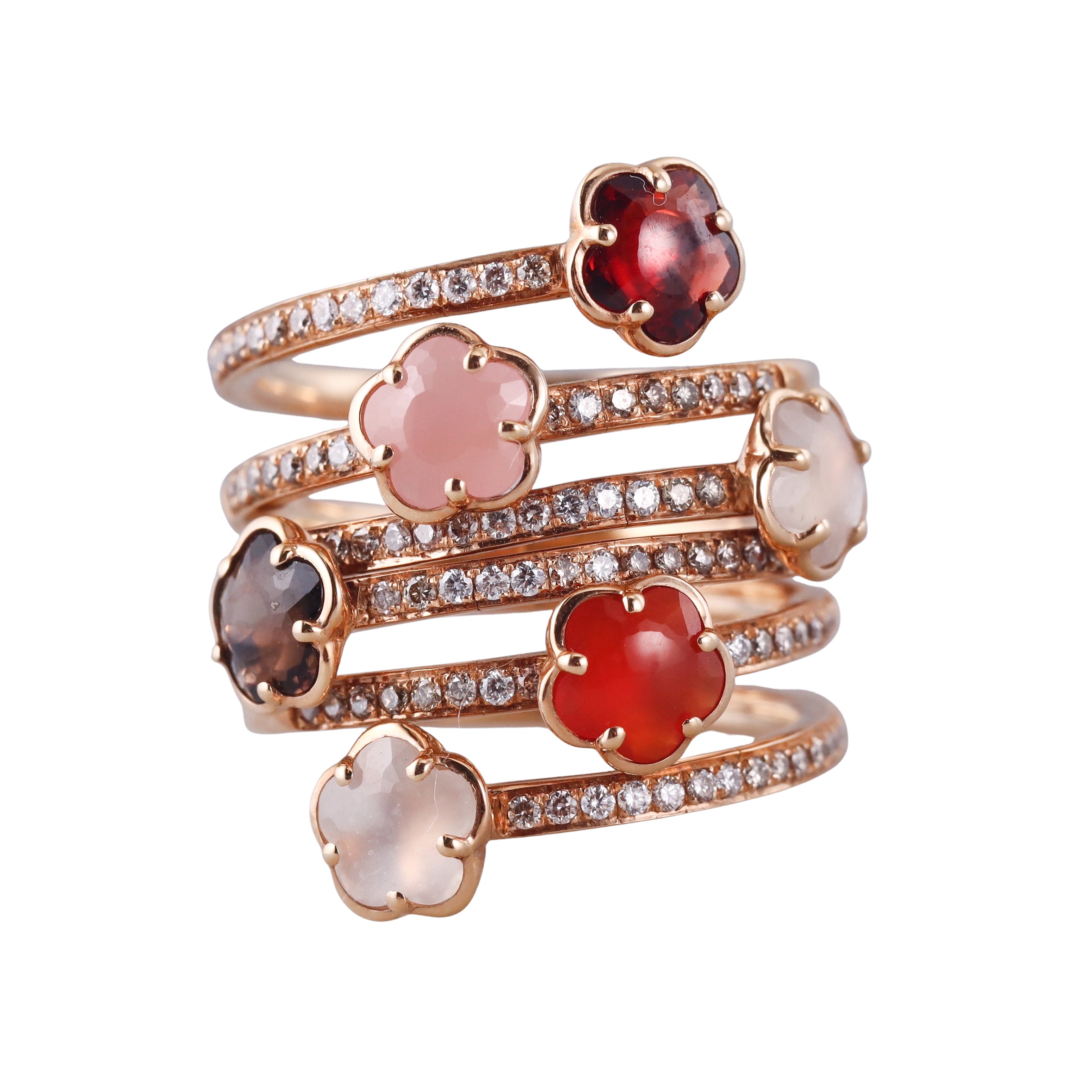 Pasquale Bruni Figlia Dei Fiori Rose Gold Gemstone Diamond Coil Ring